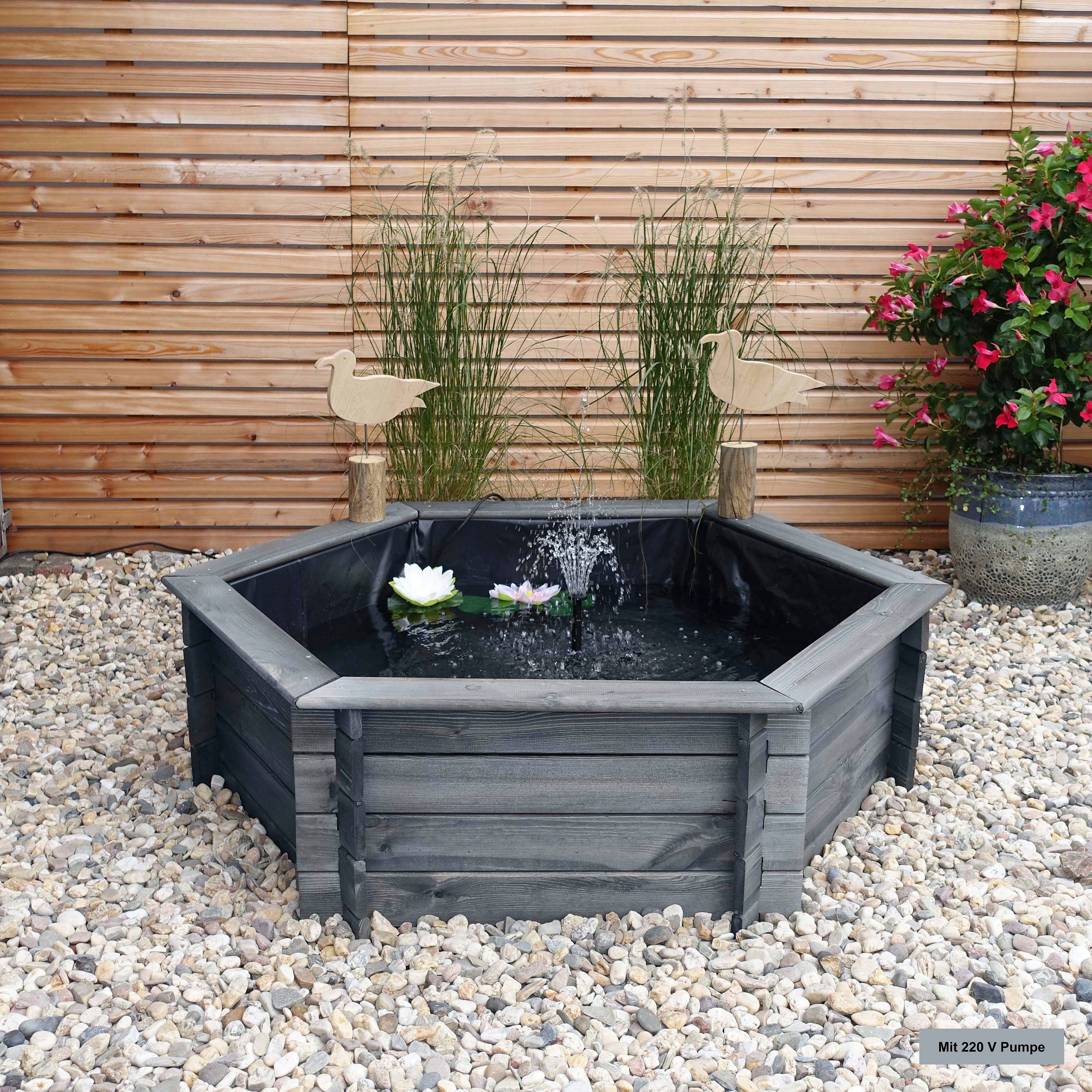 promadino Hochteich, BxTxH: 122x105x40 cm, 250 l, mit Solarteichpumpe