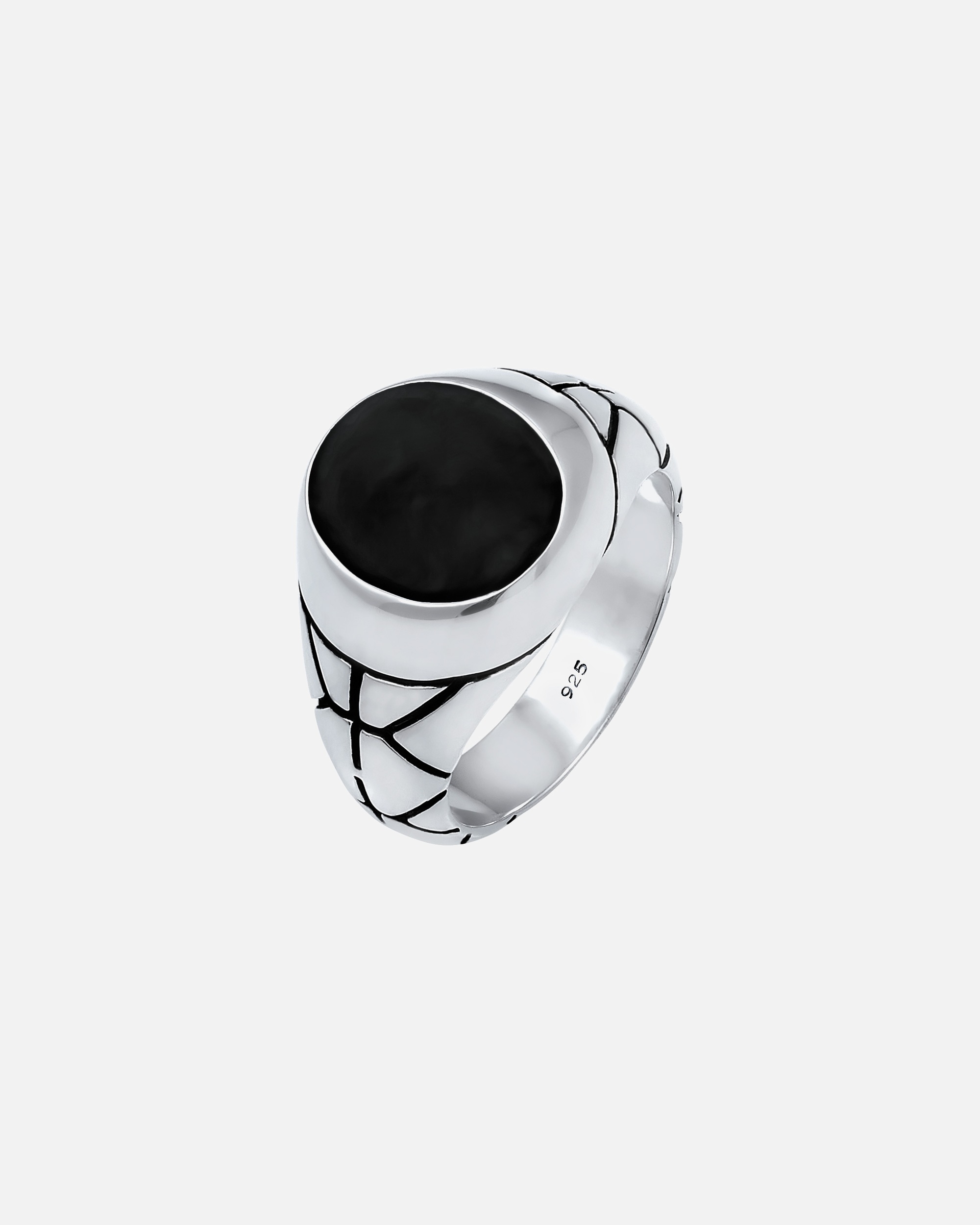 KUZZOI Basic Herren Siegelring Oval Enamel 925er Silver