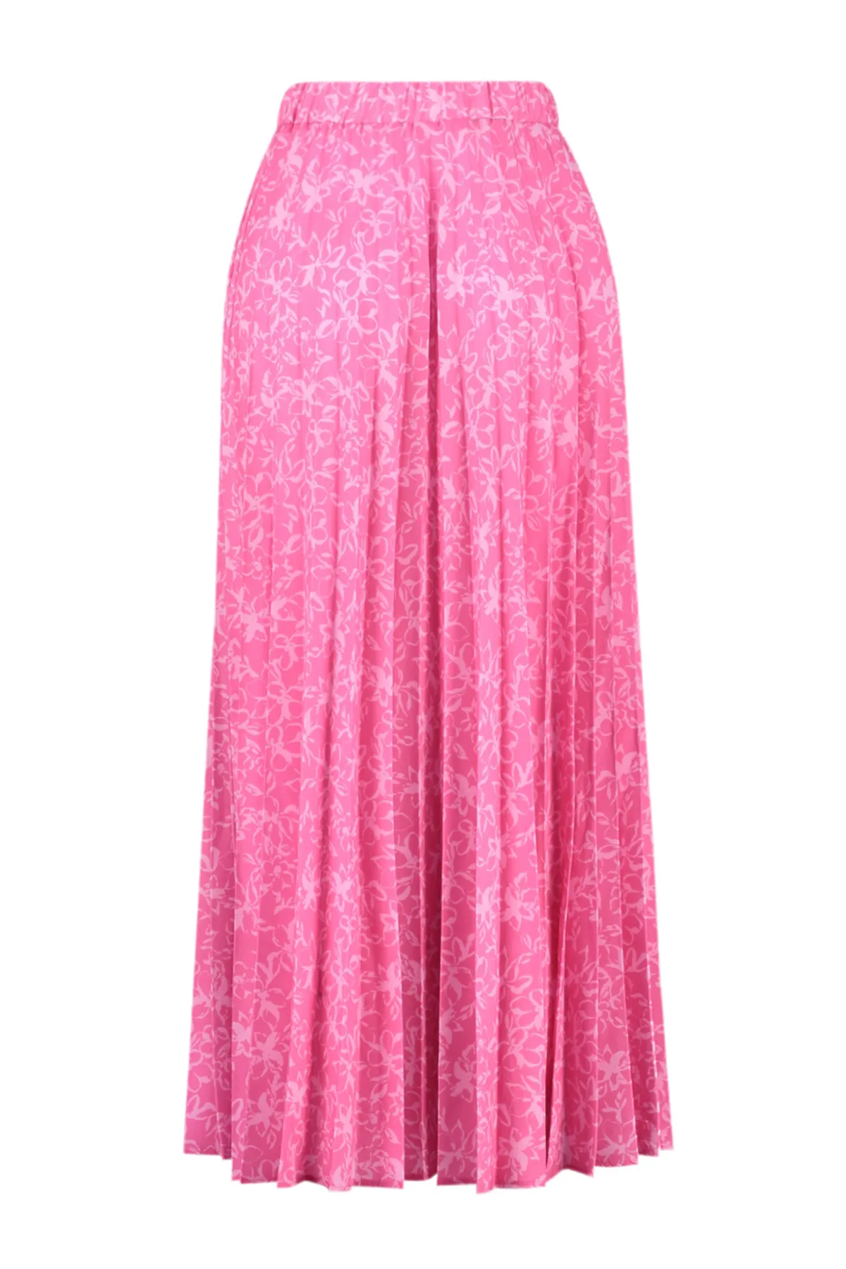 Trendyol Modest  Fuchsiafarbener, floral gemusterter, plissierter, gewebter Rock mit elastischem Bund TCTSS23EE00018