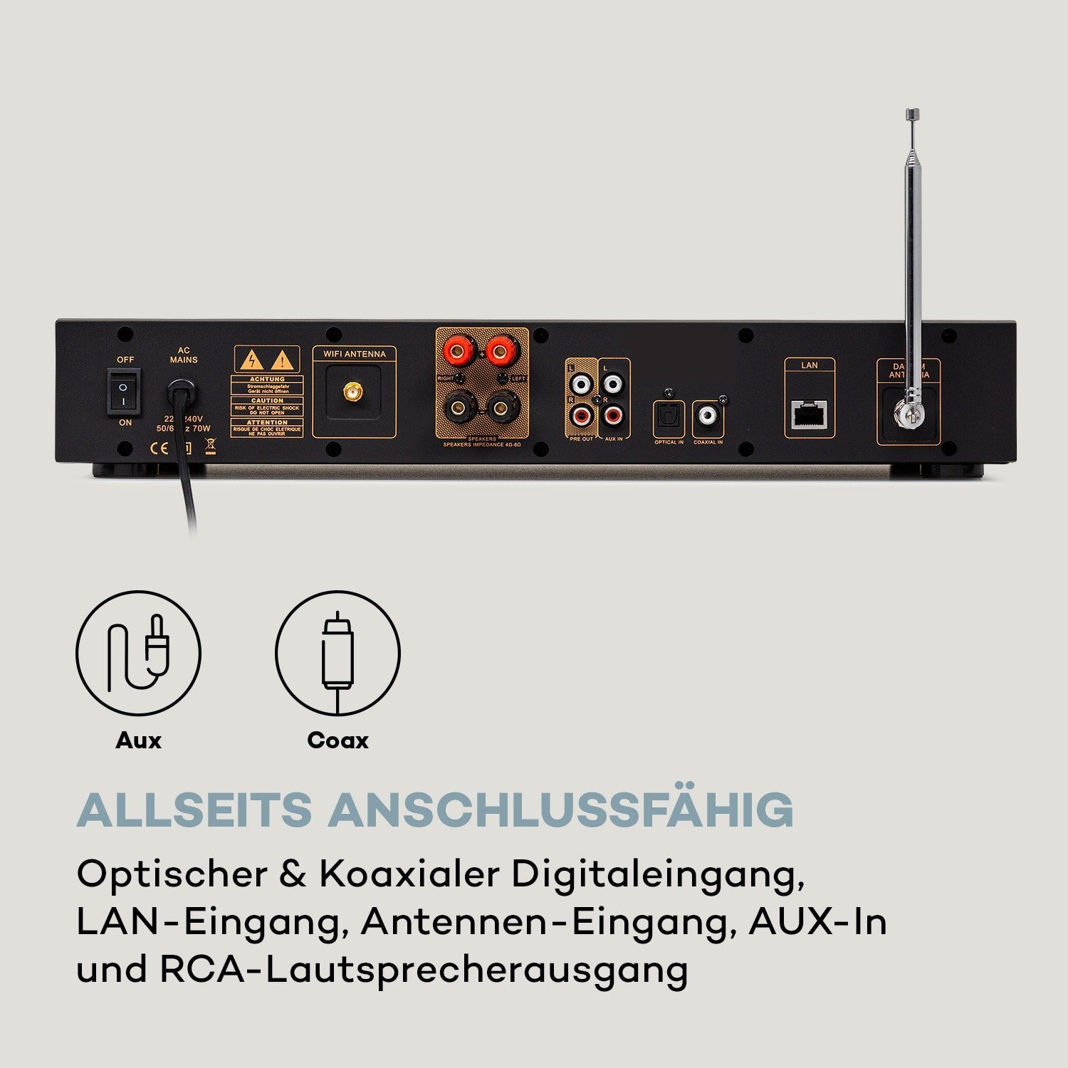 Auna Black Star Audioverstärker (60 W, Digital Audio Bluetooth Verstärker HiFi Stereo Amplifier Multikanal)
