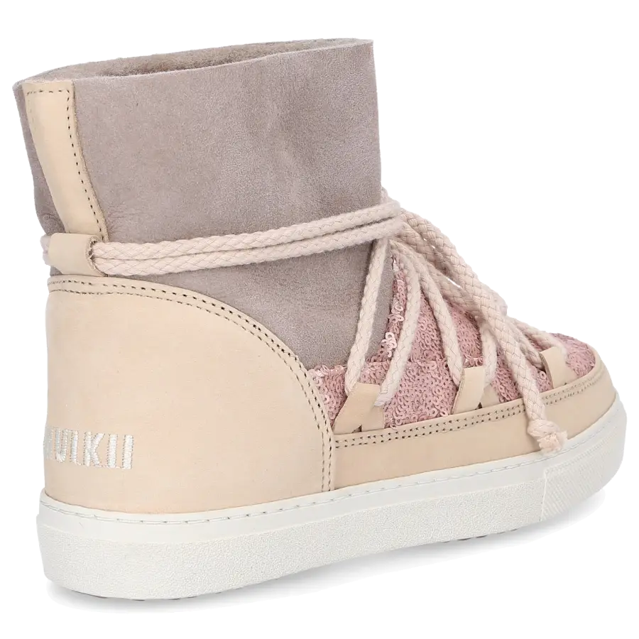 INUIKII - Snowboots 20110 Kalbsleder Pailletten altrosa beige braun - beige