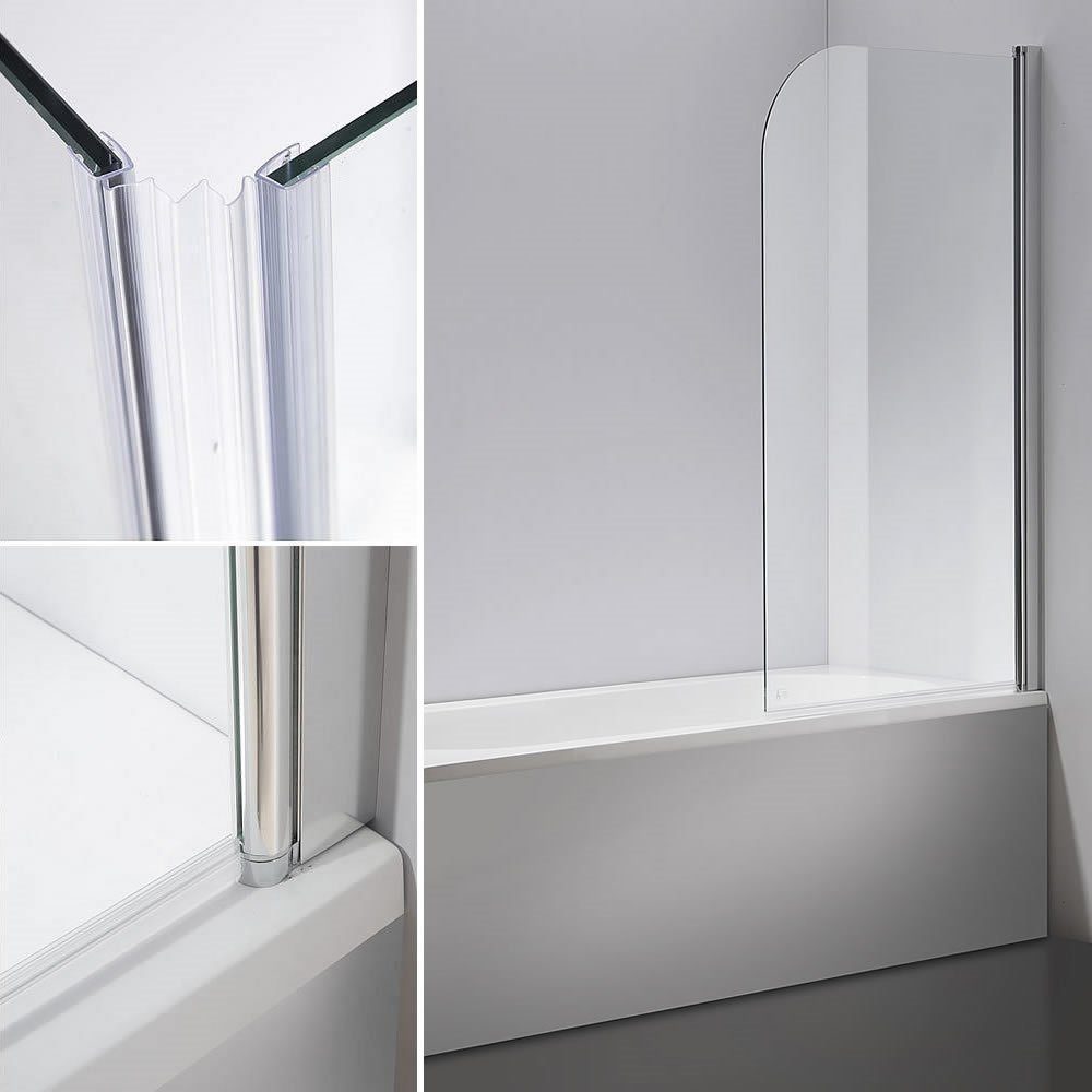 Mucola Badewannenaufsatz 140x80 Duschabtrennung Badewannenaufsatz Badewanne Badewannenfaltwand, Glas
