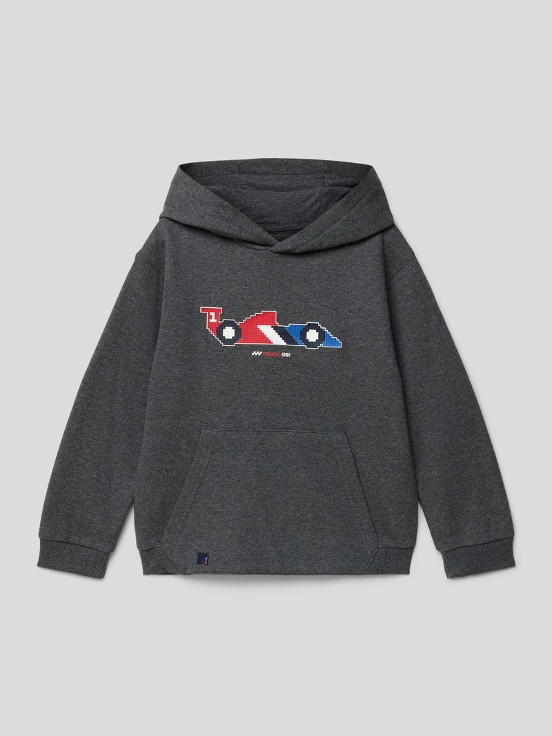 Hoodie mit Motiv-Patch in anthrazit