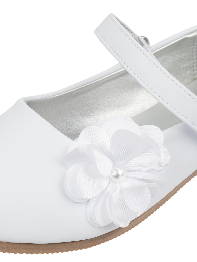 Ballerinas mit Blüten-Applikation in weiß