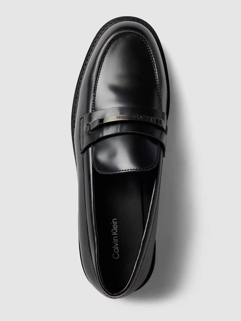 Penny-Loafer aus echtem Leder in schwarz