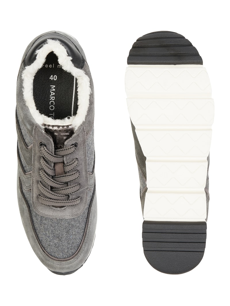 Sneaker aus Veloursleder und Textil in dunkelgrau