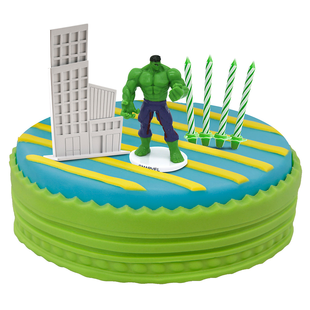 Hulk Tortendeko Set mit Häusern und Kerzen