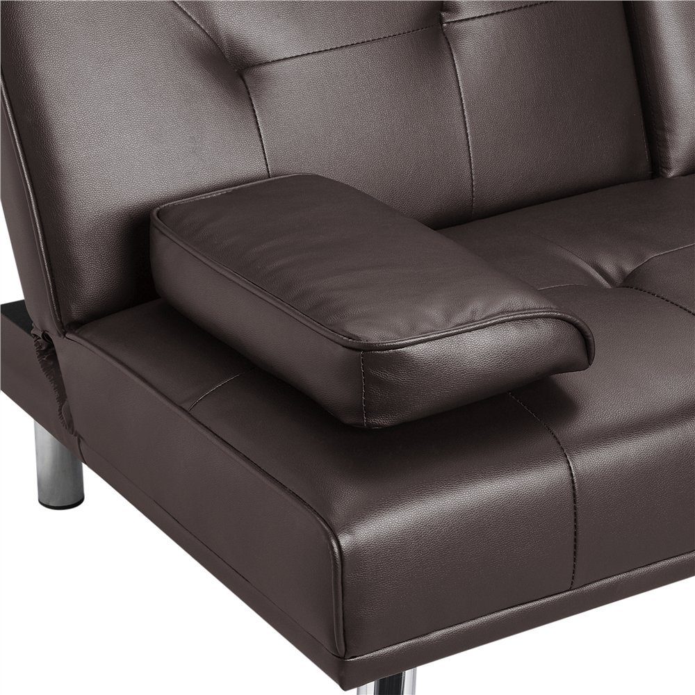 Yaheetech Schlafsofa 3er-Sofa Bettsofa Couch mit Tassenhalter Gästebett 167 x 81,5 x 75 cm, Rückenlehne neigbar 105°/140°/180°, 350 KG belastbar