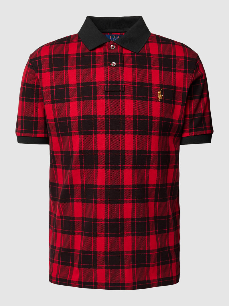 Poloshirt mit Tartan-Muster und 2-Knopfleiste in rot