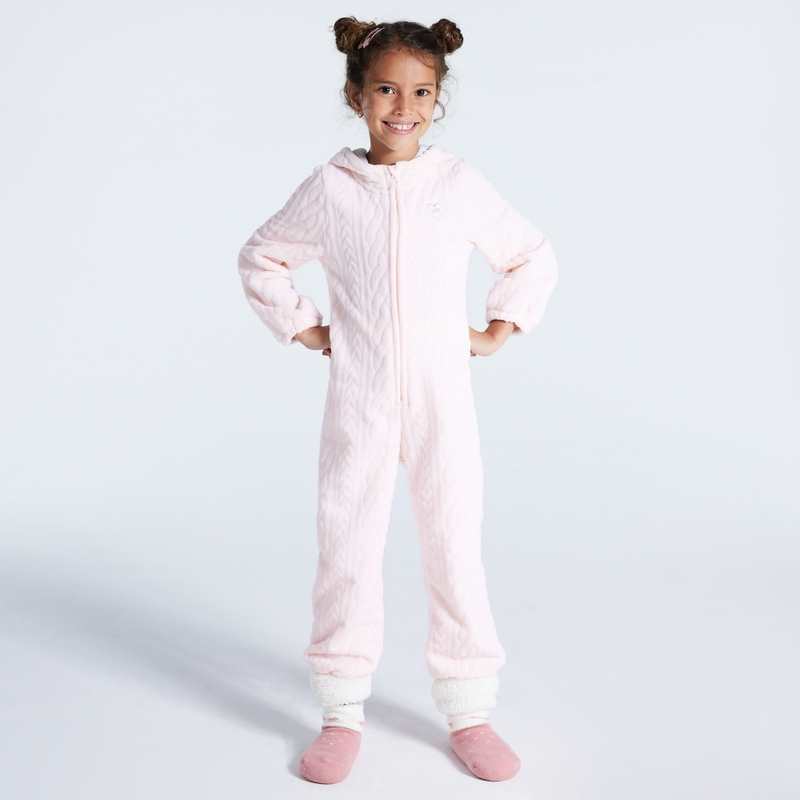Combi-pyjama en velours polaire rose fille