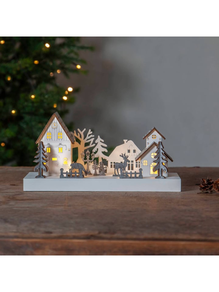 STAR Trading LED Winterdorf Fauna, 3D, Holz, braun-weiß in Weiß günstig kaufen onesize