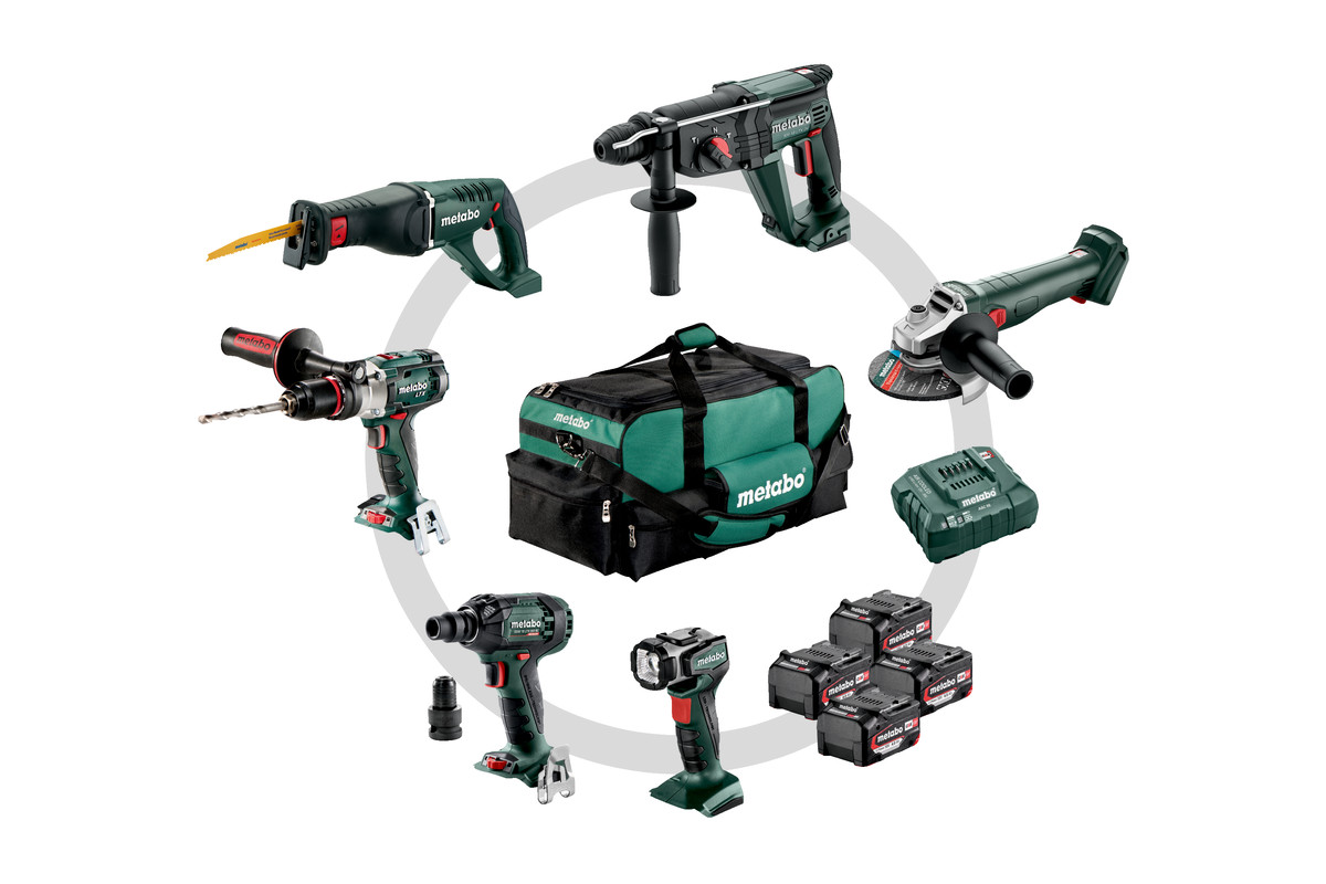 Ensemble combiné Metabo 685211000 6.1 18V 4 x 4.0Ah Li-Ion - 5 appareils + lampe 685211000