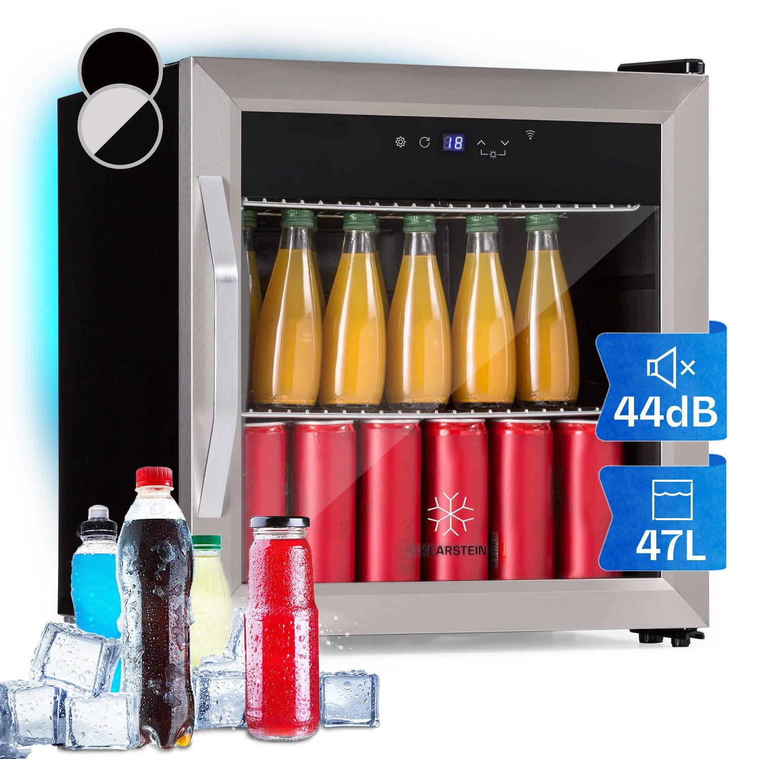 Klarstein Table Top Kühlschrank HEA-Coachella50 10034820A, 51 cm hoch, 47.5 cm breit, Bierkühlschrank Getränkekühlschrank Flaschenkühlschrank mit Glastür
