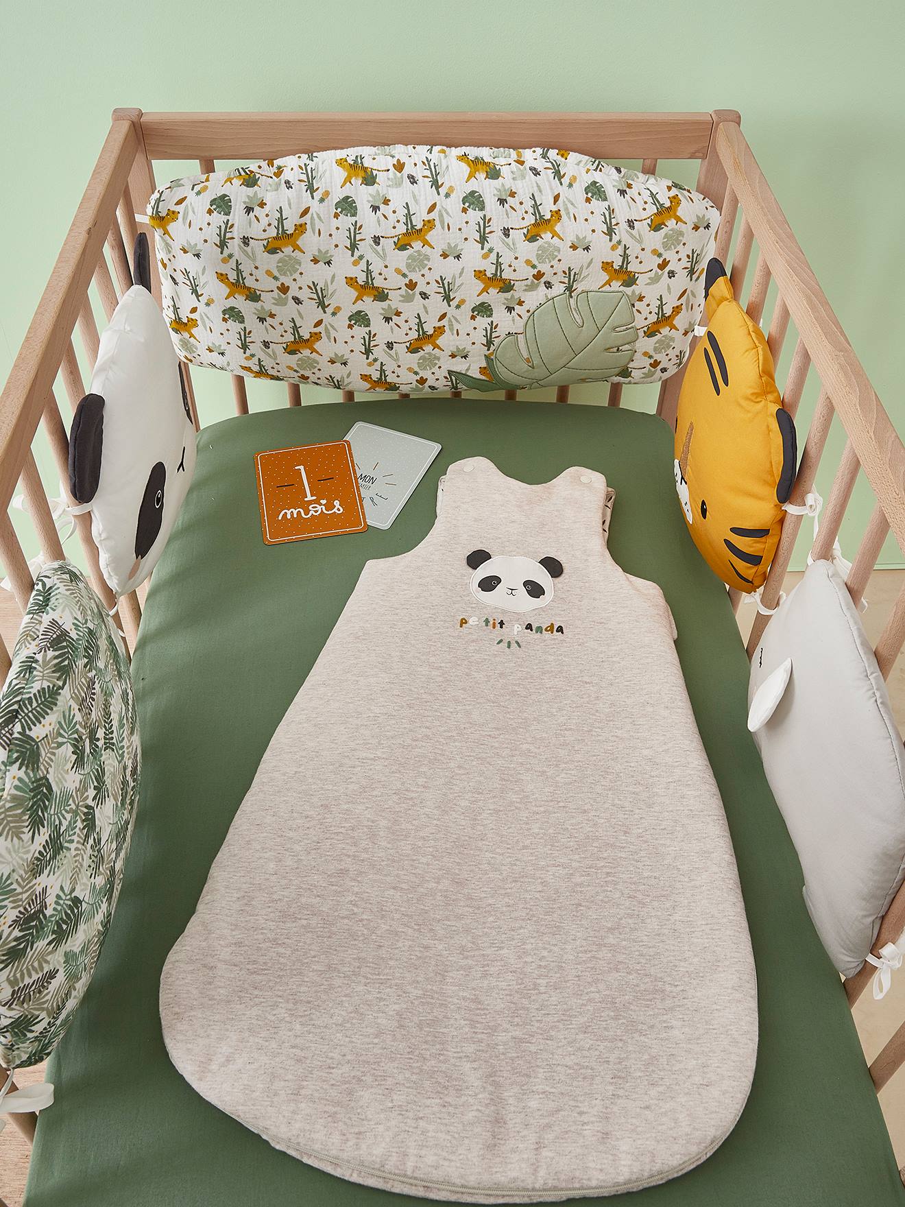 Vertbaudet Ärmelloser Baby Schlafsack KLEINER PANDA Oeko Tex - hellbeige