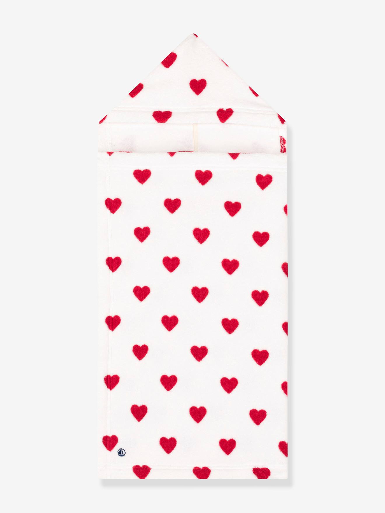 Cape de bain en éponge Coeurs PETIT BATEAU blanc imprimé