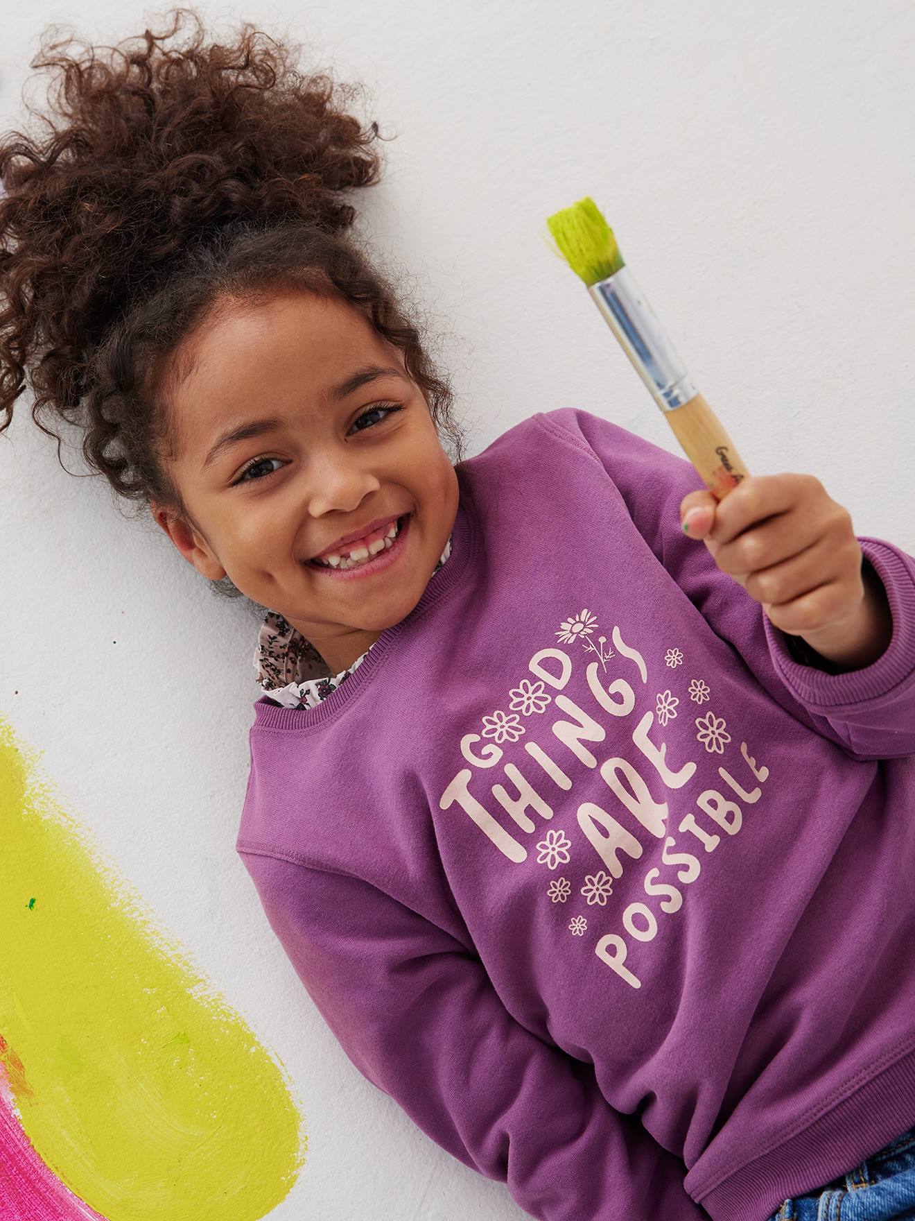 Sweat Basics motifs détails irisés fille prune