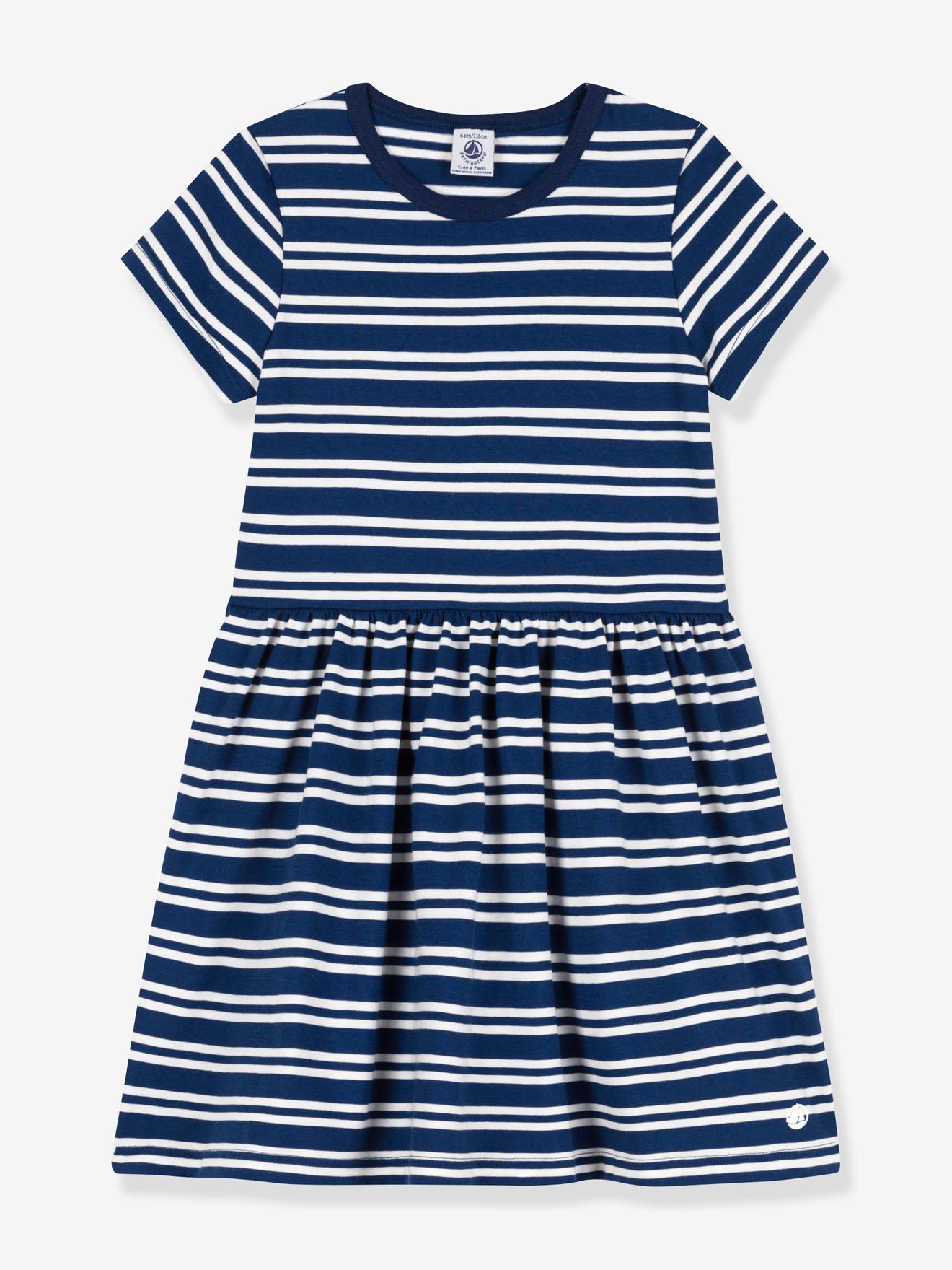 Robe manches courtes en coton bio PETIT BATEAU bleu