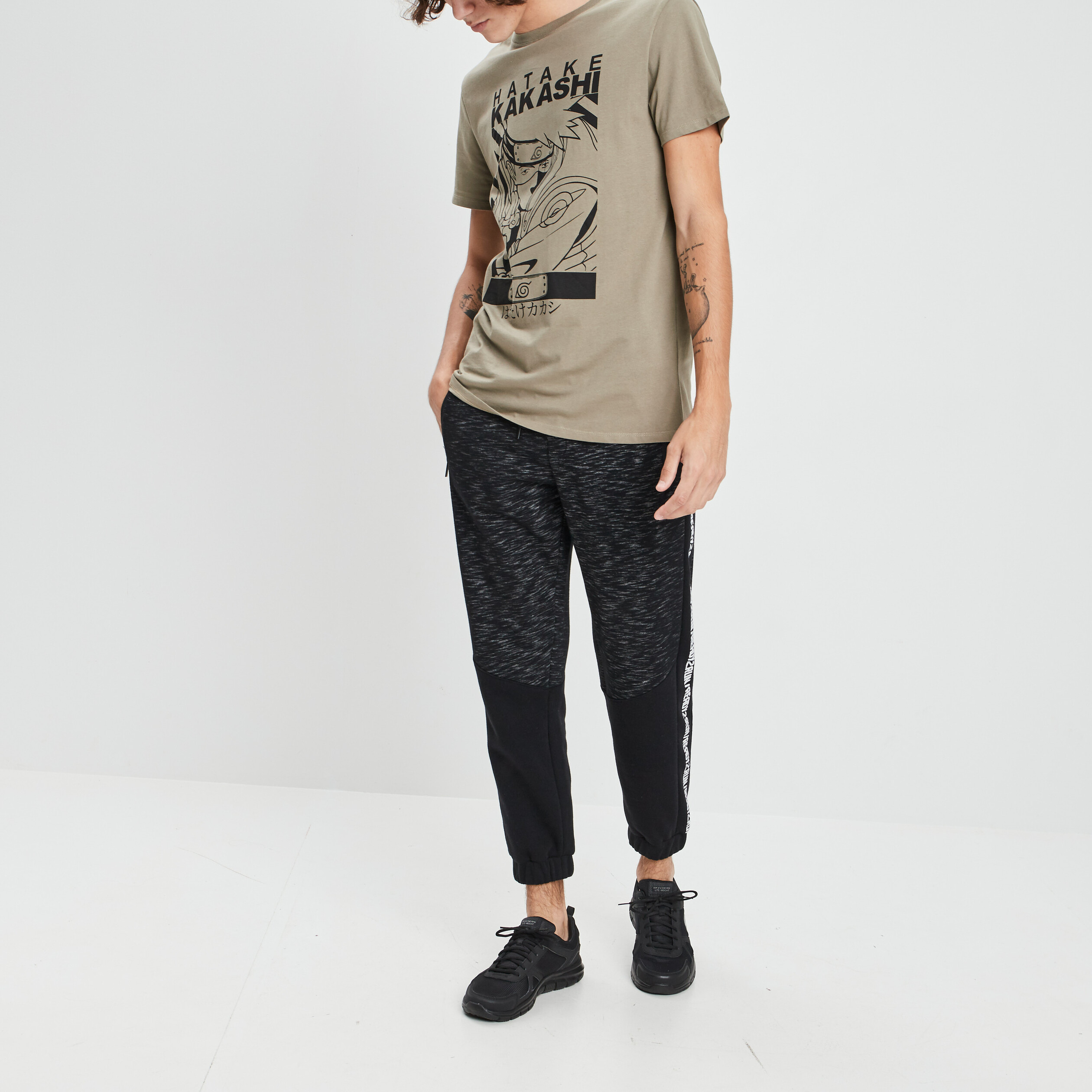 Jogging ajusté avec bandes gris foncé homme | La Halle