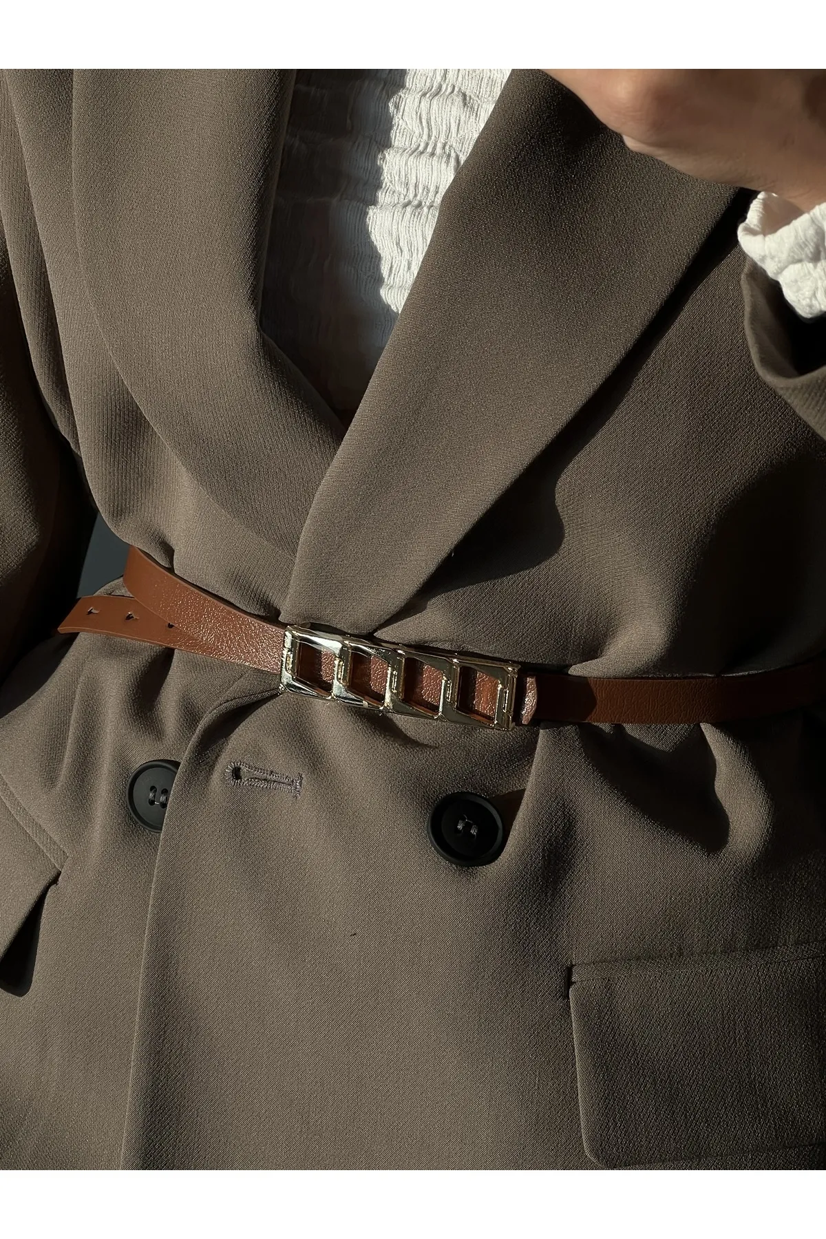 Fiori  Basic Damen-Hosengürtel, Jackengürtel, Kleidergürtel, Hemdgürtel mit dünner Kettenschnalle