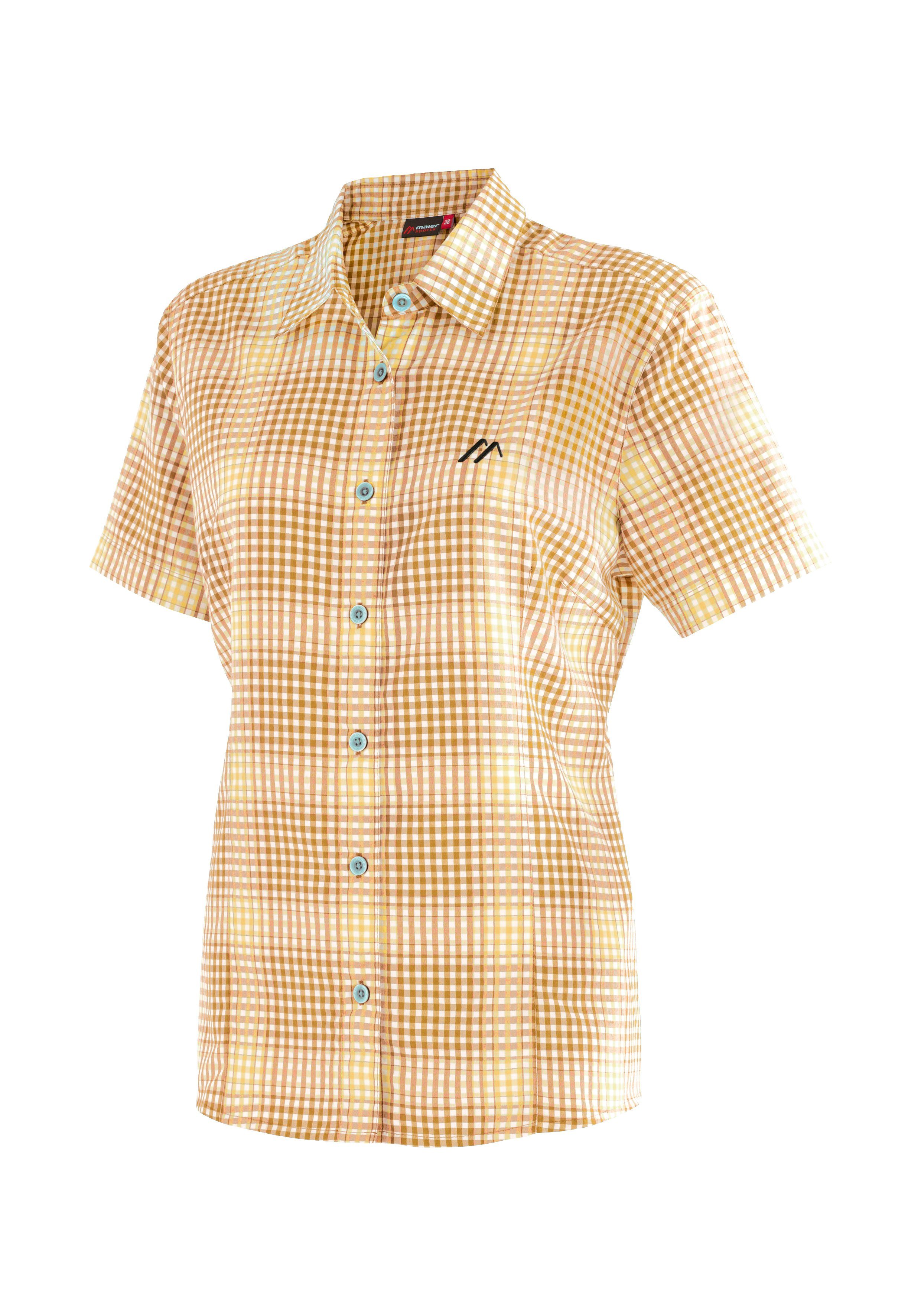Maier Sports Funktionsbluse Philina Karierte Kurzarm-Bluse für Wandern, Reisen und Freizeit