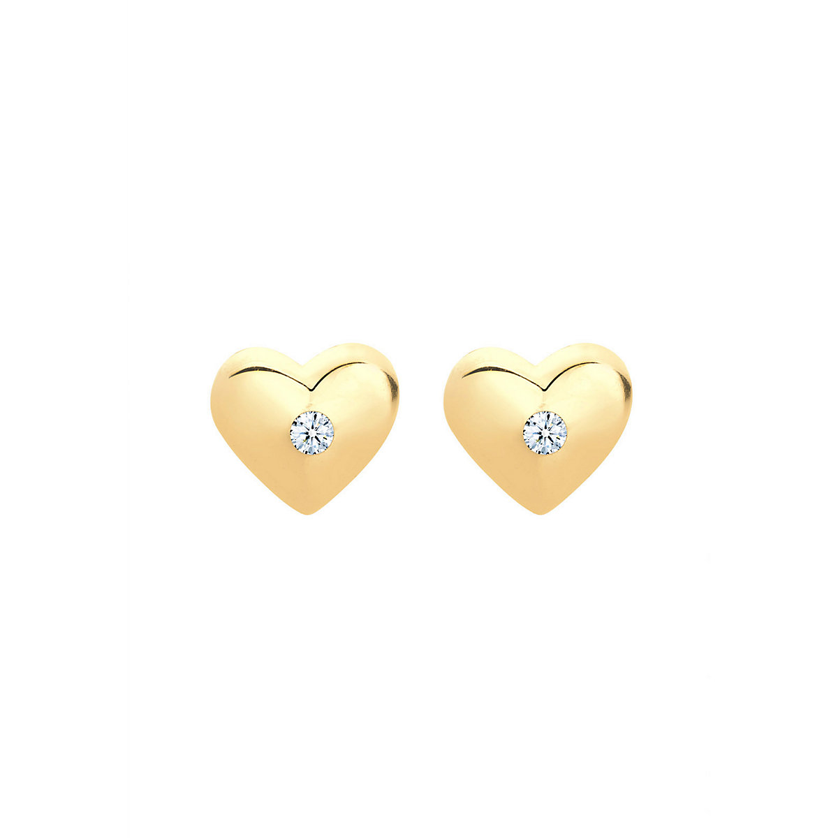 Ohrringe Kinder Herz Diamant (0.04 ct.) 585 Gelbgold Ohrstecker für Mädchen