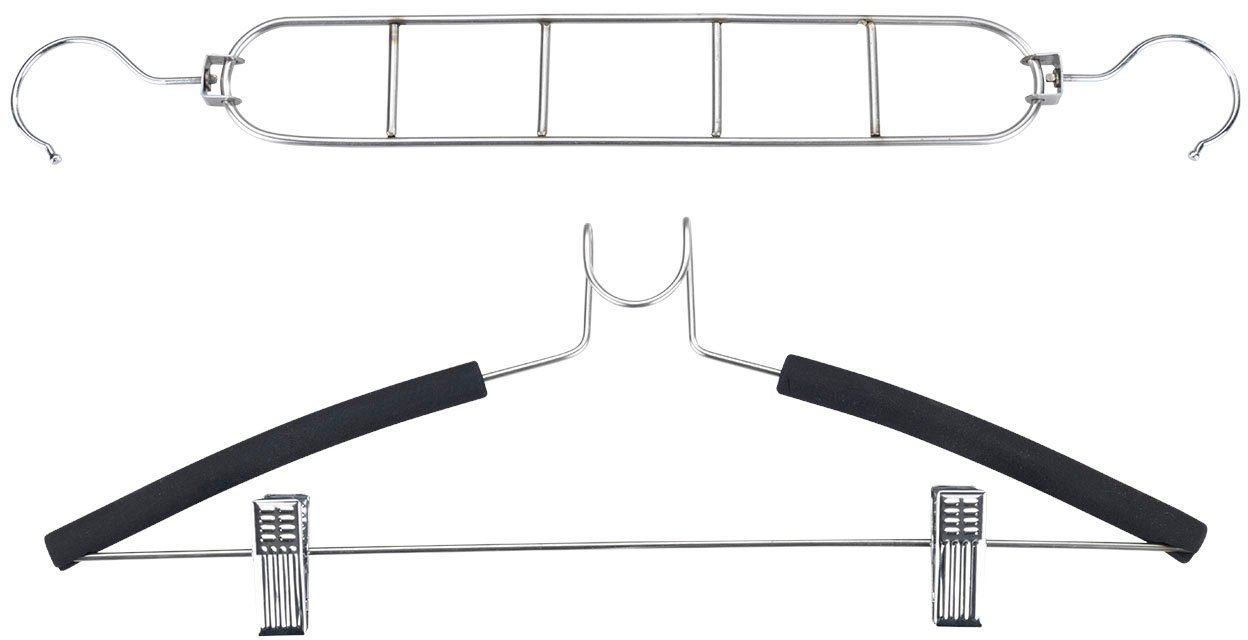 WENKO Kleiderbügel, (Set, 4-tlg), Edelstahl, 4er-Set, platzsparendes Kleiderbügelsystem aus Edelstahl