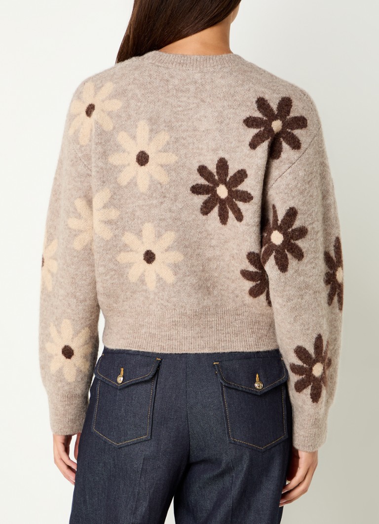 Sandro Fine knitted sweater in alpaca wool blend with print
