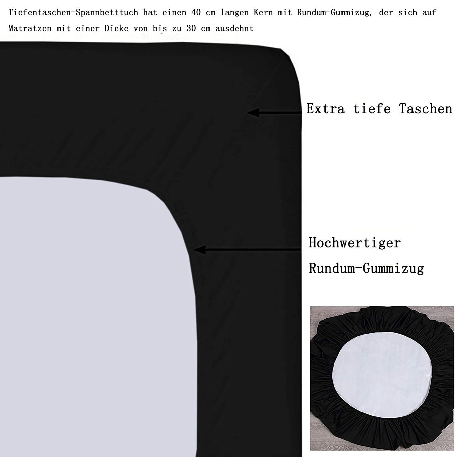 Matratzenschoner Matratzenschoner wasserdichte Spannbettlaken Bettwäsche Schwarz GelldG