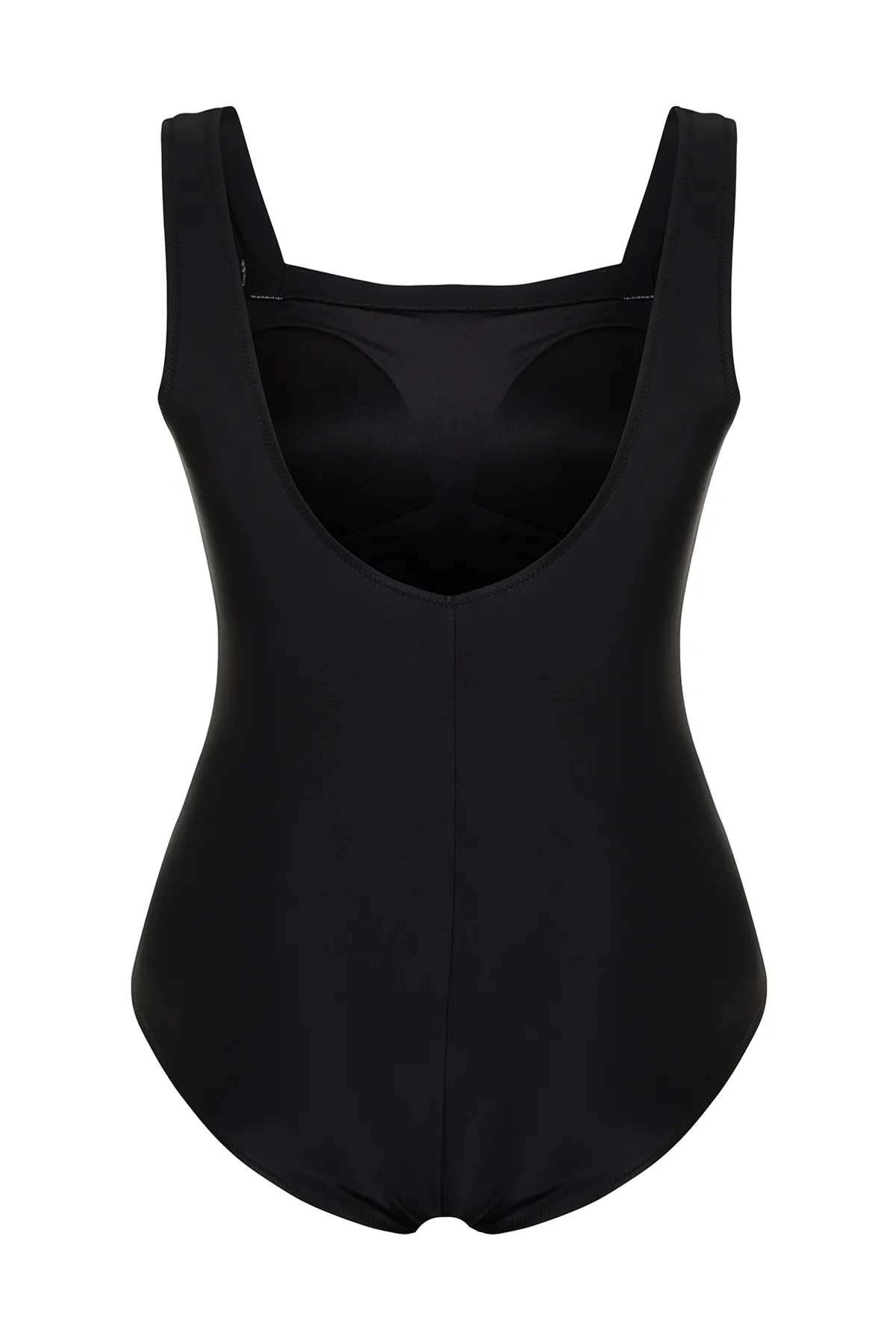 Trendyol Curve  Schwarzer Strick-Badeanzug mit eckigem Kragen TBBSS24AM00012