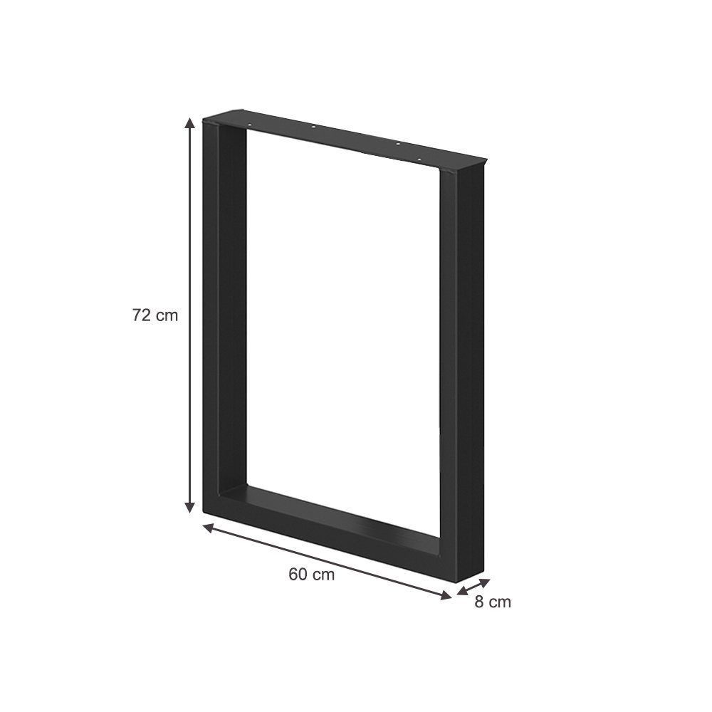 Vicco Tischbein Tischbeine Metallbeinde LOFT 72x60cm Schwarz 2-er Set