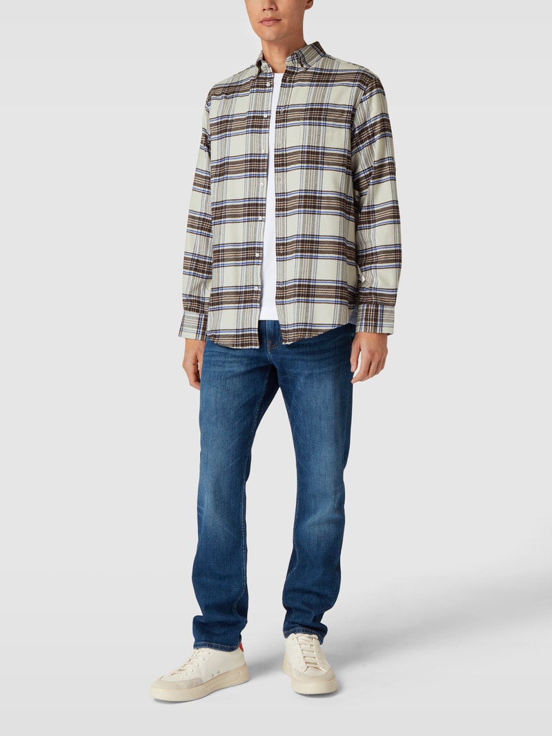 Regular Fit Freizeithemd mit Tartan-Karo in ecru
