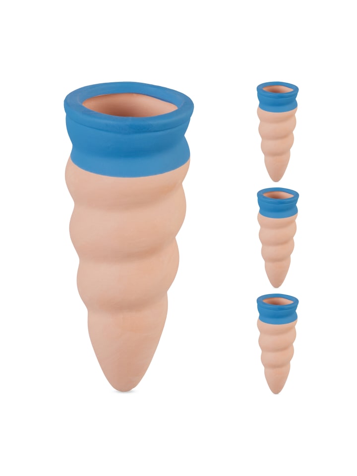 relaxdays 4 x Tonkegel in Terrakotta/ Blau - (H)11,5 x Ø 4,5 cm günstig kaufen onesize