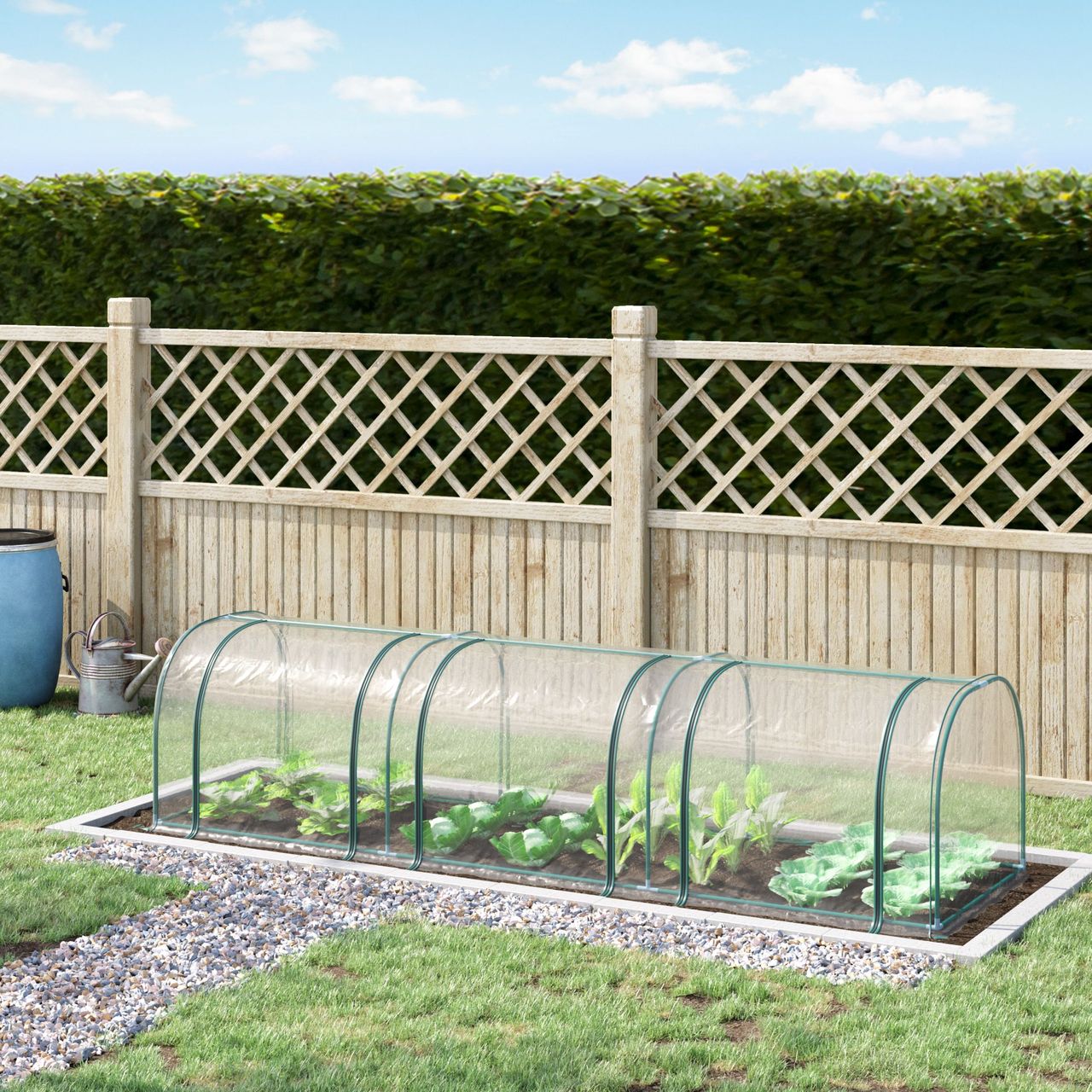 Outsunny Foliengewächshaus Treibhaus Tür Pflanzenaufzucht Stahl PVC