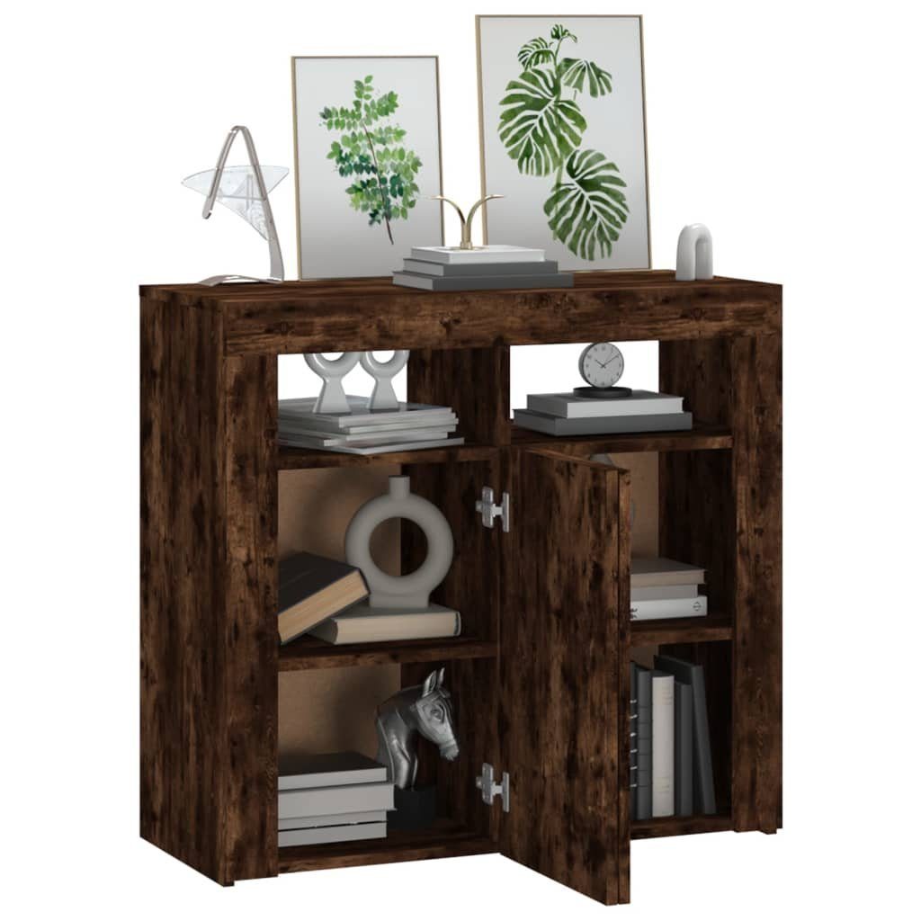 vidaXL Sideboard Sideboard mit LED-Beleuchtung Räuchereiche 80x35x75 cm (1 St)