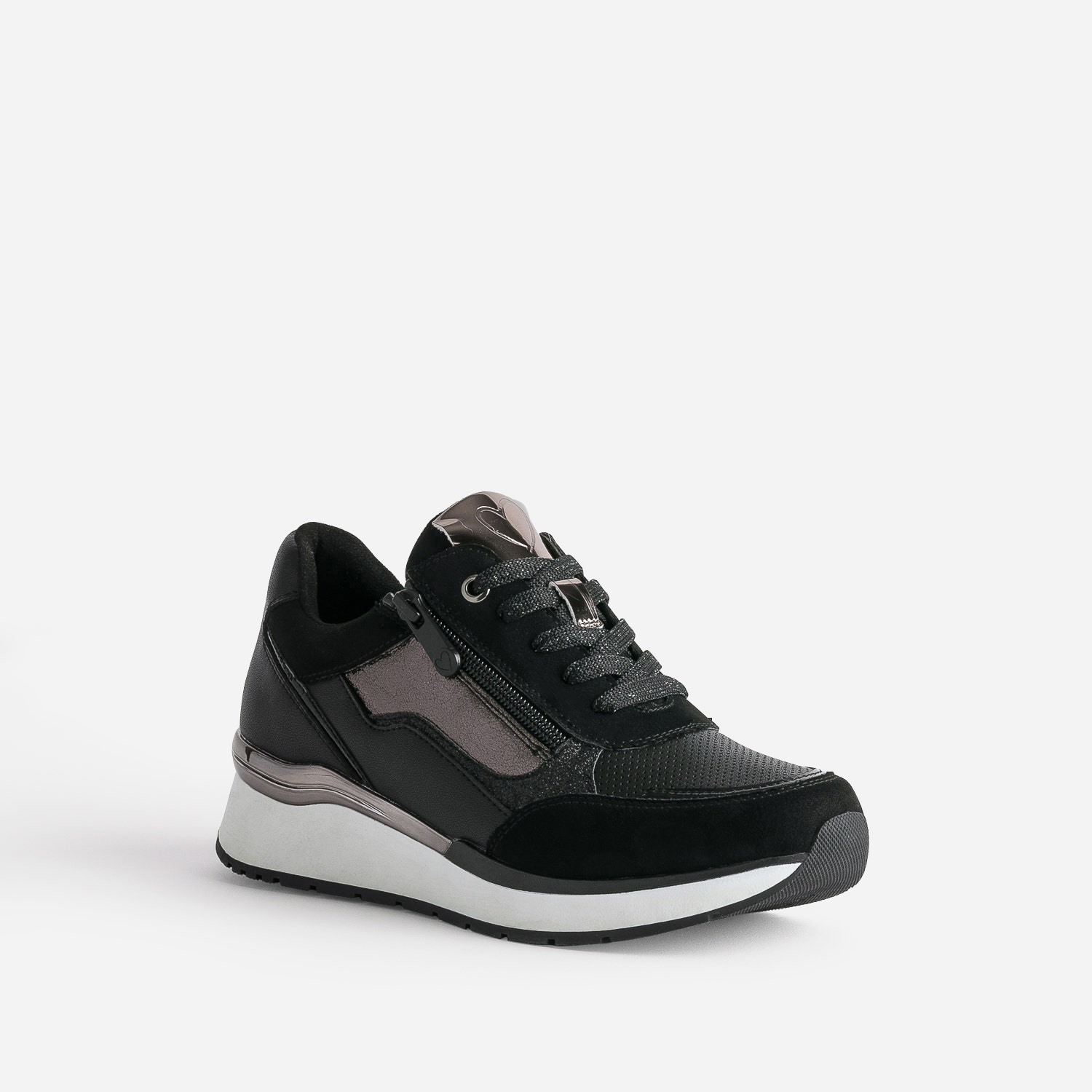 Tennis MARCO TOZZI noire et gris foncé métallisé