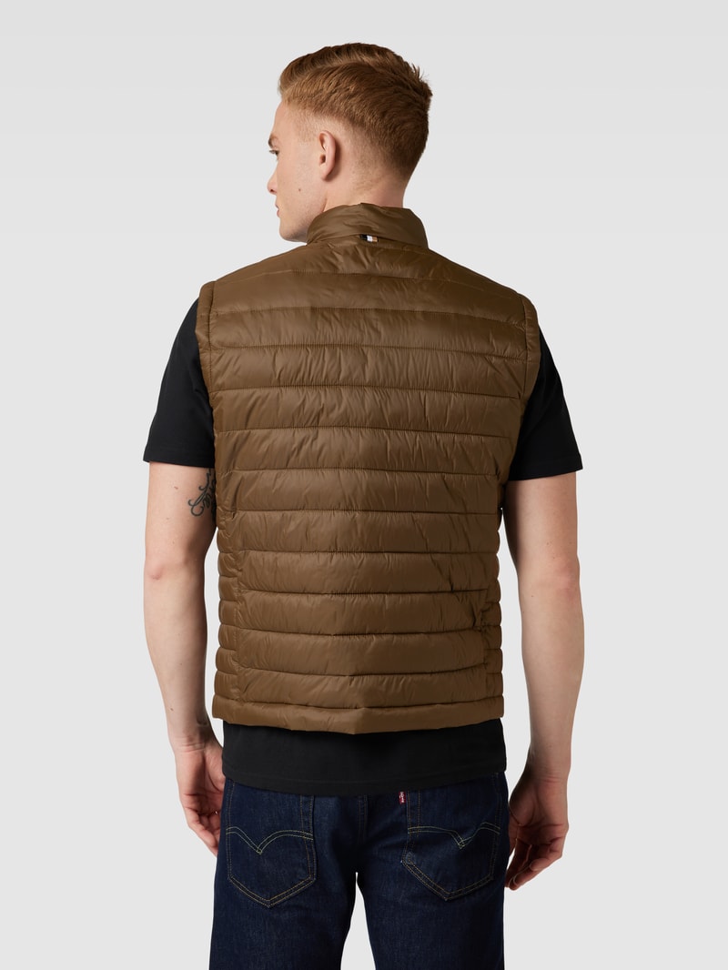 Steppweste mit Label-Detail Modell 'Calano' in mittelbraun