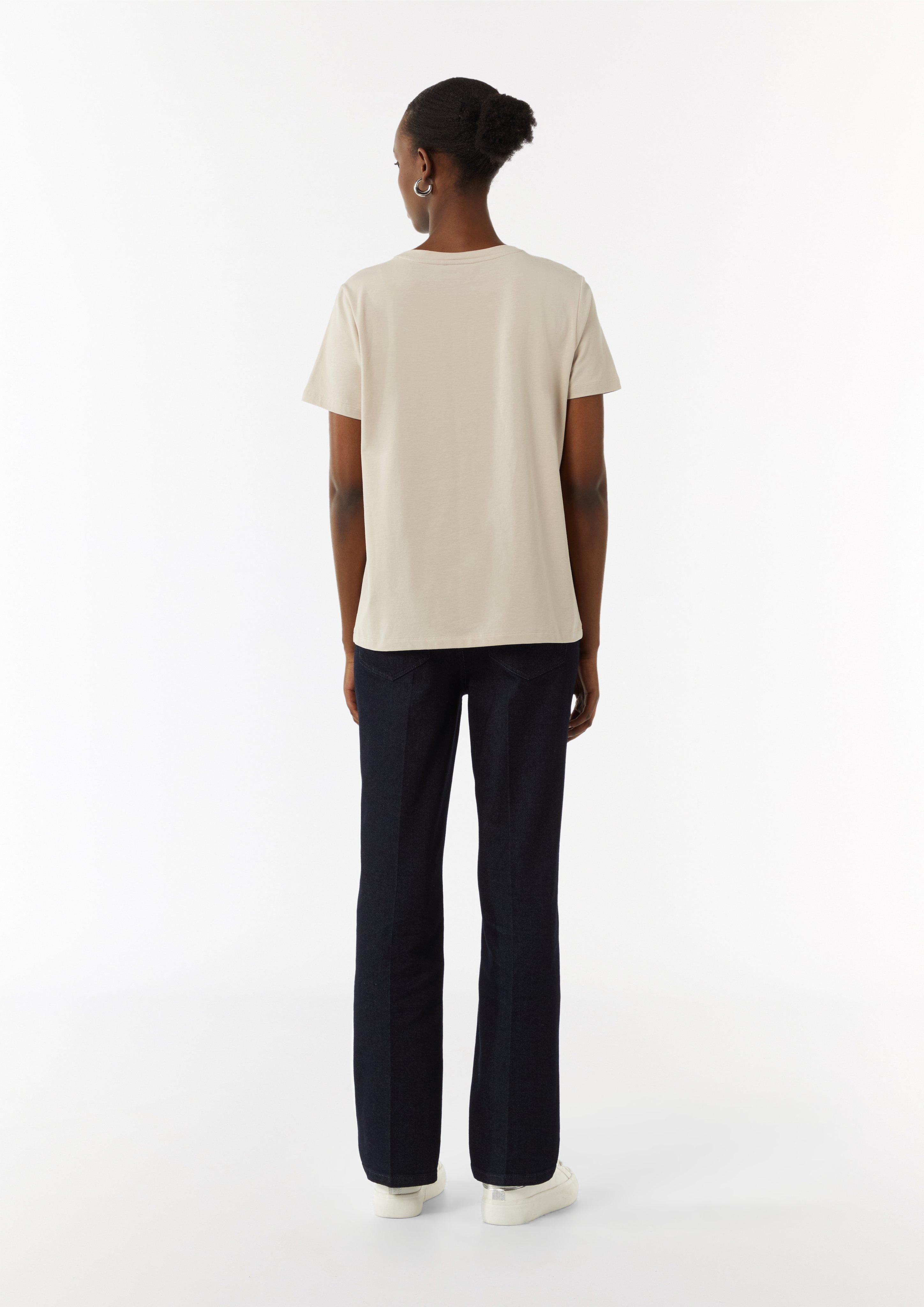 T-Shirt mit Metallic-Frontprint - beige