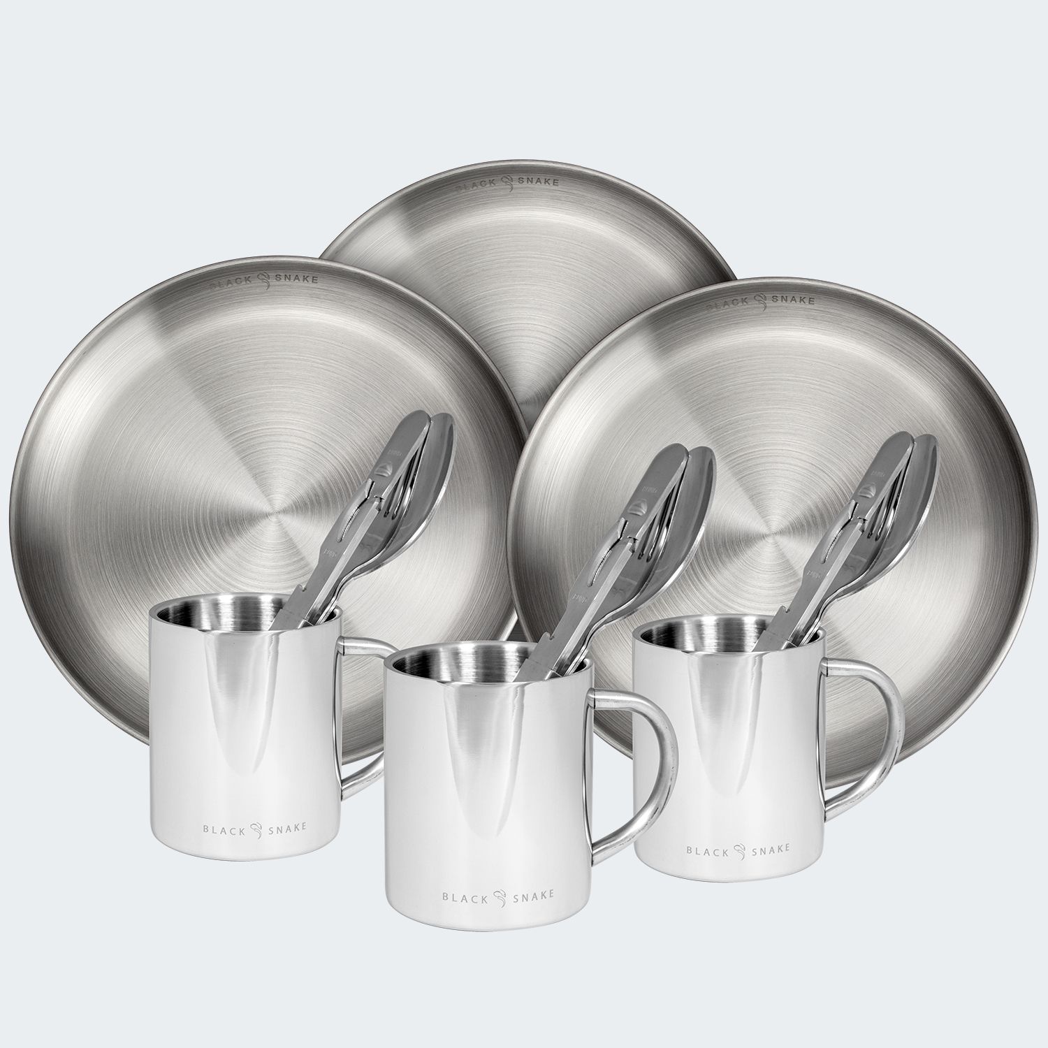 Black Snake 18-teilig Edelstahl Campinggeschirr Set