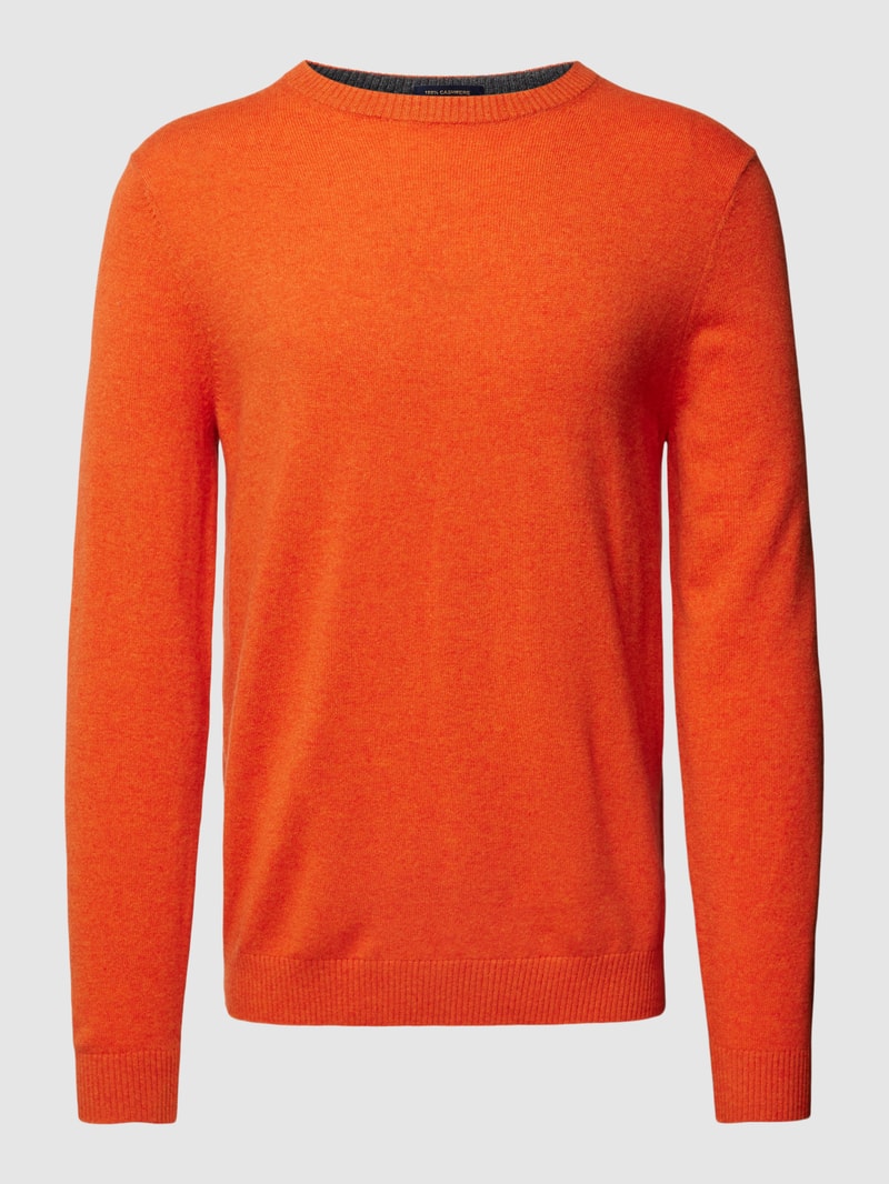 Strickpullover aus Kaschmir mit Rundhalsausschnitt in dunkel orange meliert