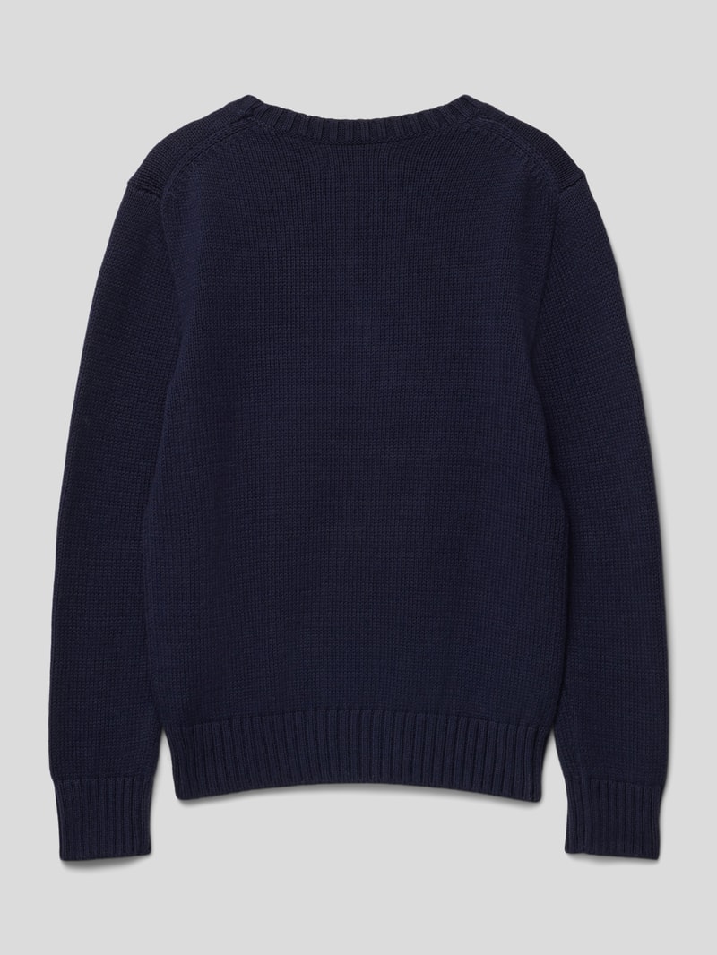 Strickpullover mit Motiv- und Label-Stitching in marineblau