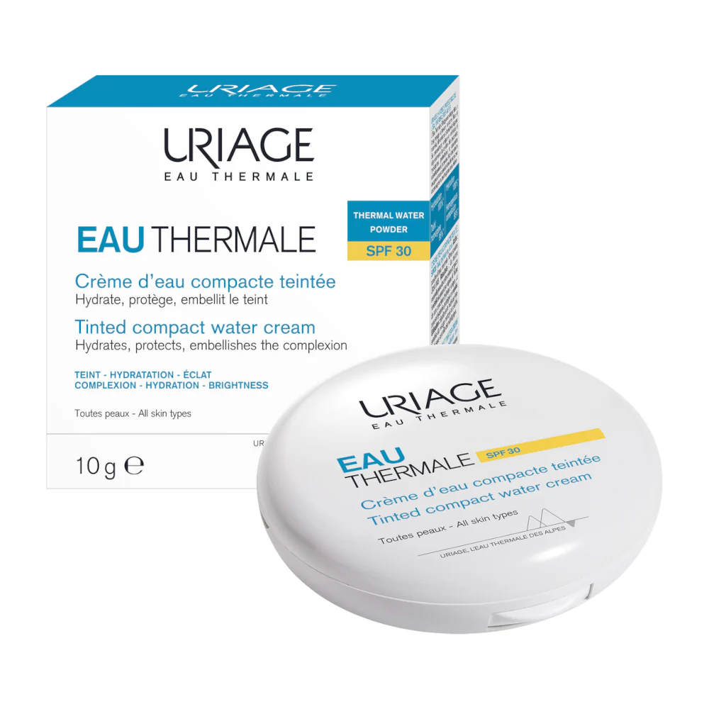EAU THERMALE Creme Compacto Hidratante Facial com Água Corante FPS 30 - Base Cremosa, Base Compacta
