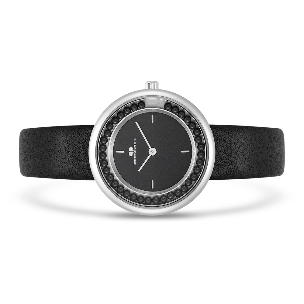 Rhodenwald & Söhne Montre à quartz Pearl en Argent Cuir véritable en Noir Montre