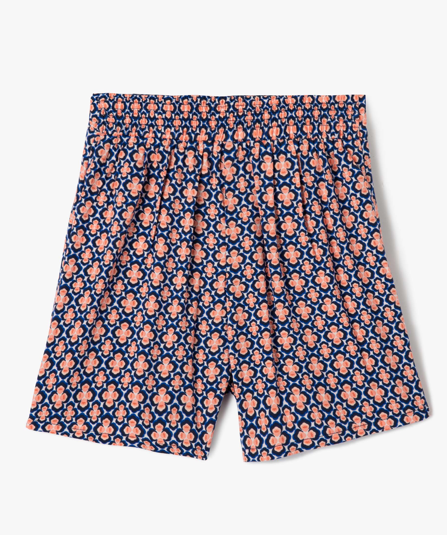 Jupe-short fille en viscose fleurie bleu | GEMO
