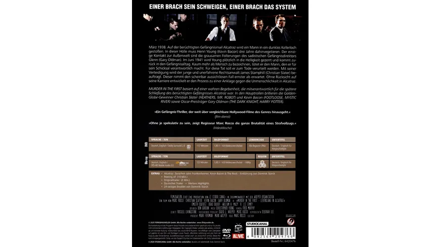 Murder in the First - Lebenslang in Alcatraz - Special Edition Mediabook (+ DVD) (+ Booklet) (Filmjuwelen)