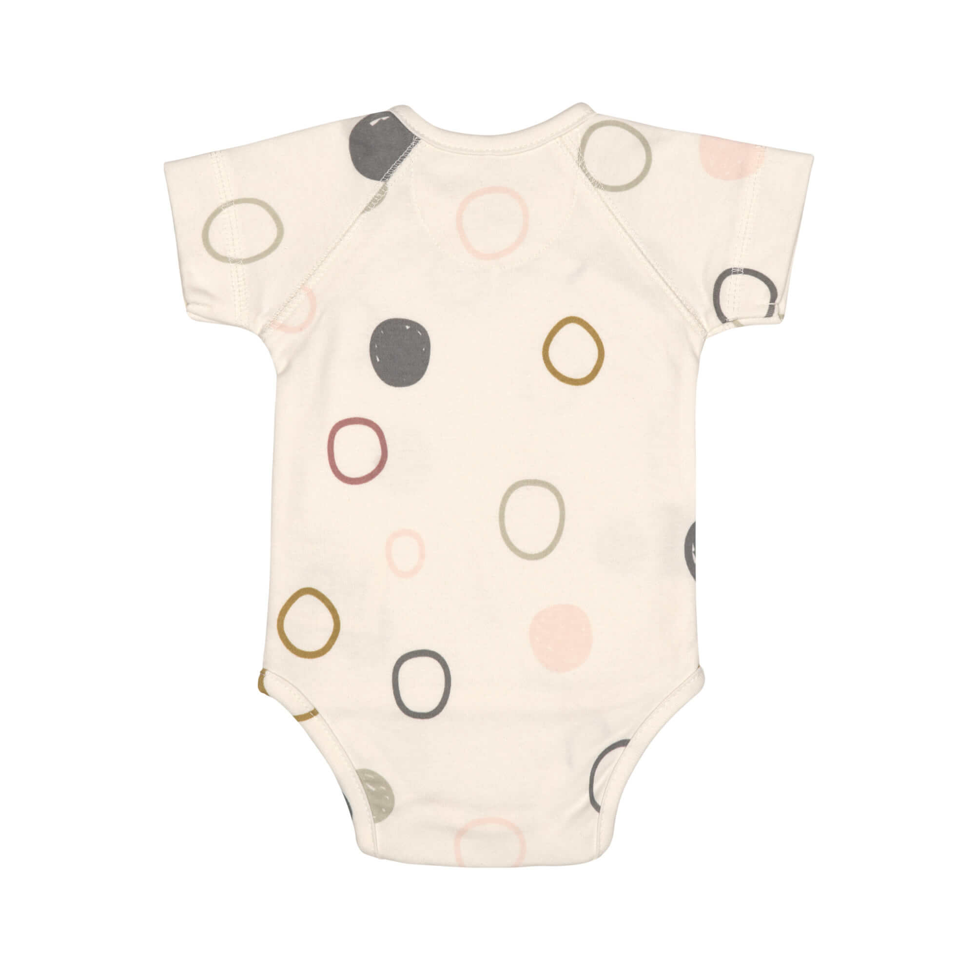 Baby Wickelbody kurzarm - Bio Baumwolle, Kreise, Beige