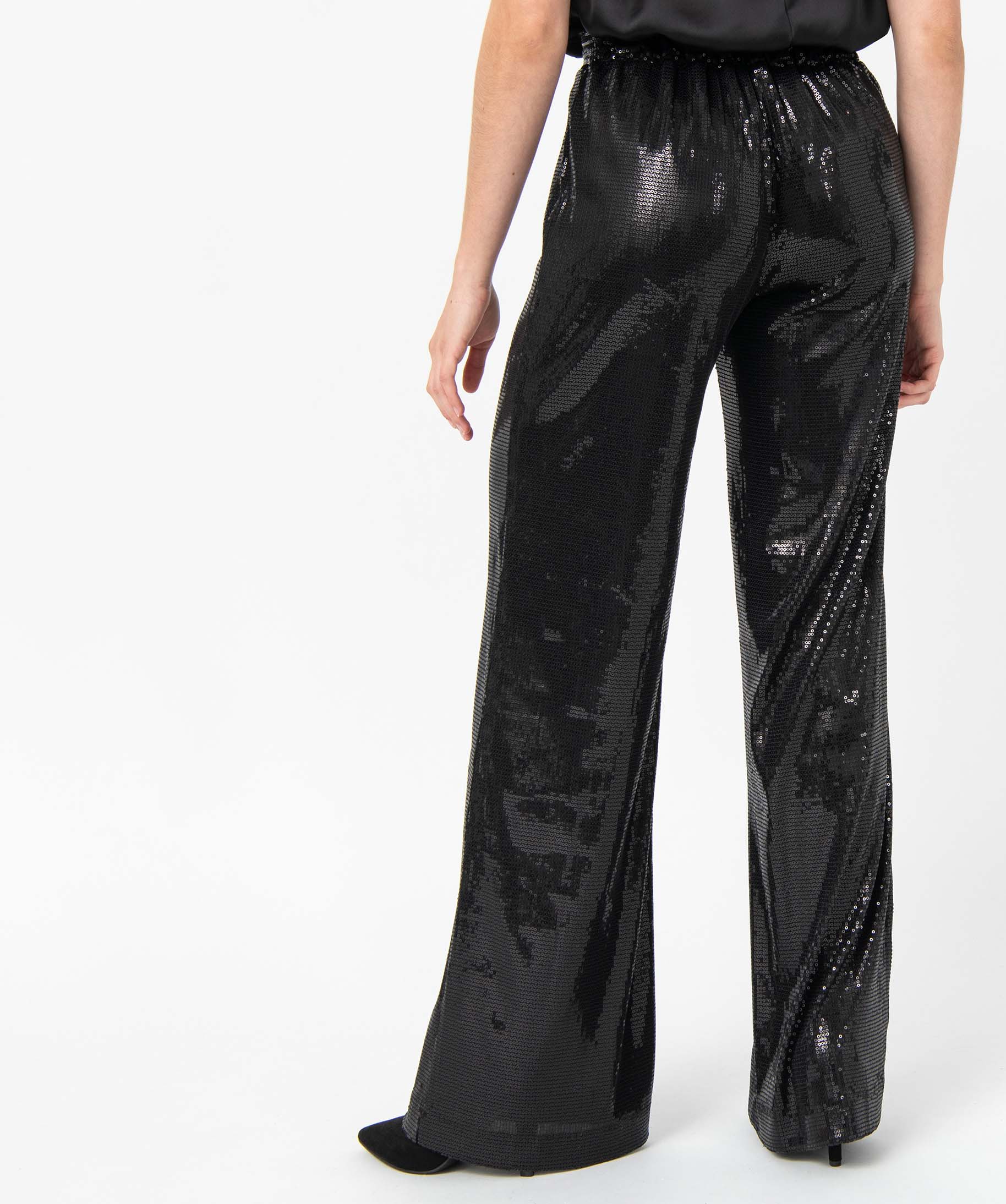 Pantalon de soirée femme Gémo x Nolwenn Crème noir | GEMO