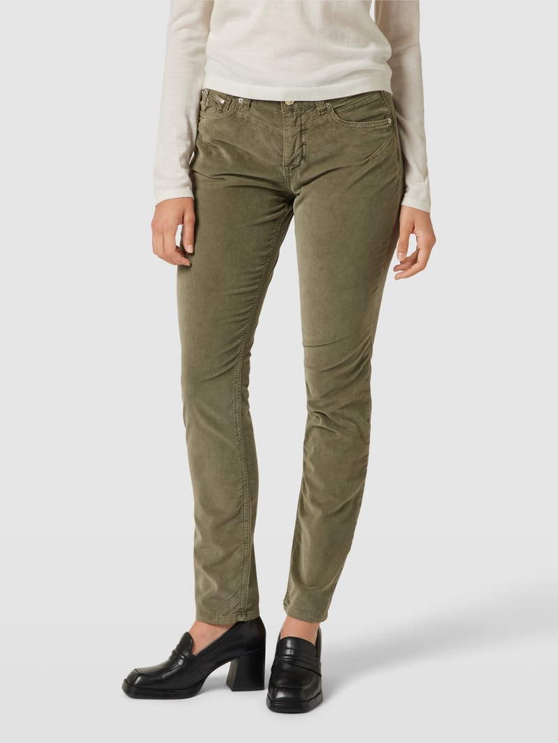Slim Fit Hose aus Cord mit Reißverschlusstasche in khaki