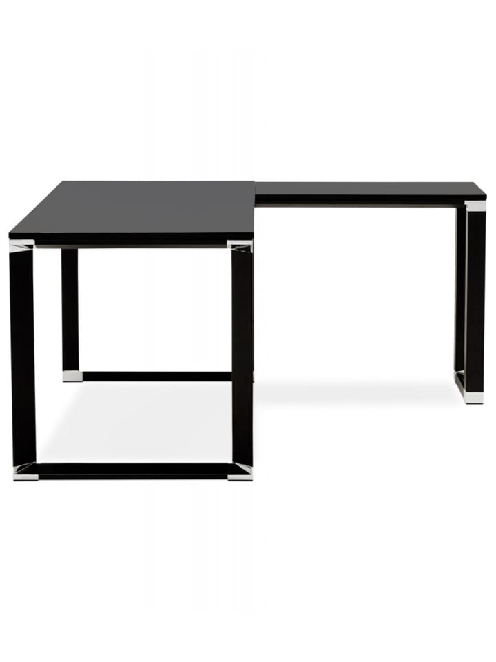 KADIMA DESIGN Eckschreibtisch Industriedesign Holz Metall | Schwarzes Modell in Schwarz günstig kaufen