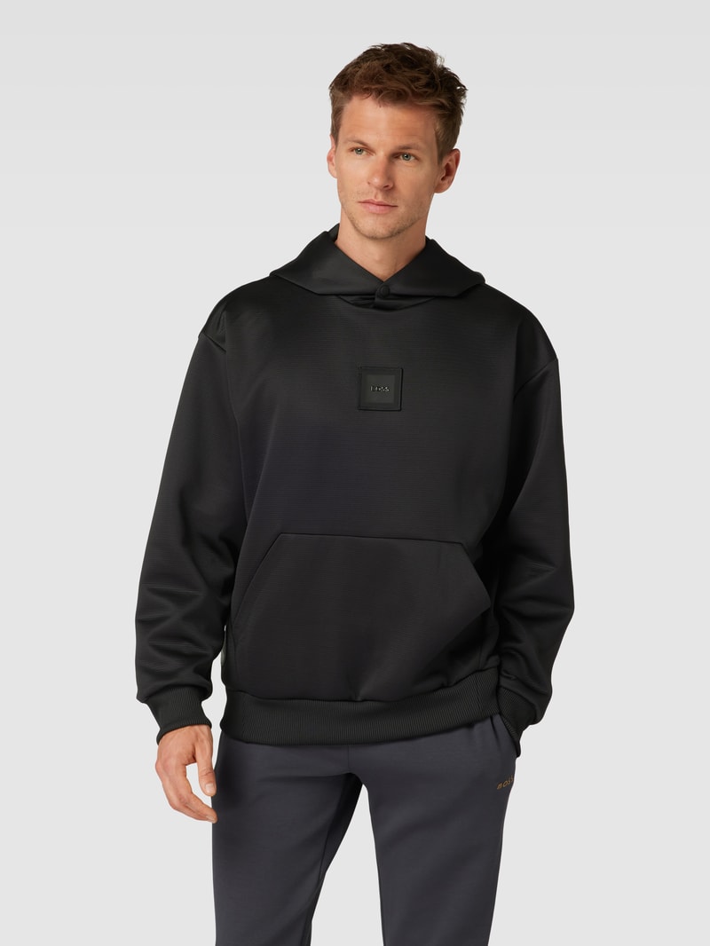 Hoodie mit Strukturmuster Modell 'Sly Lotus' in schwarz