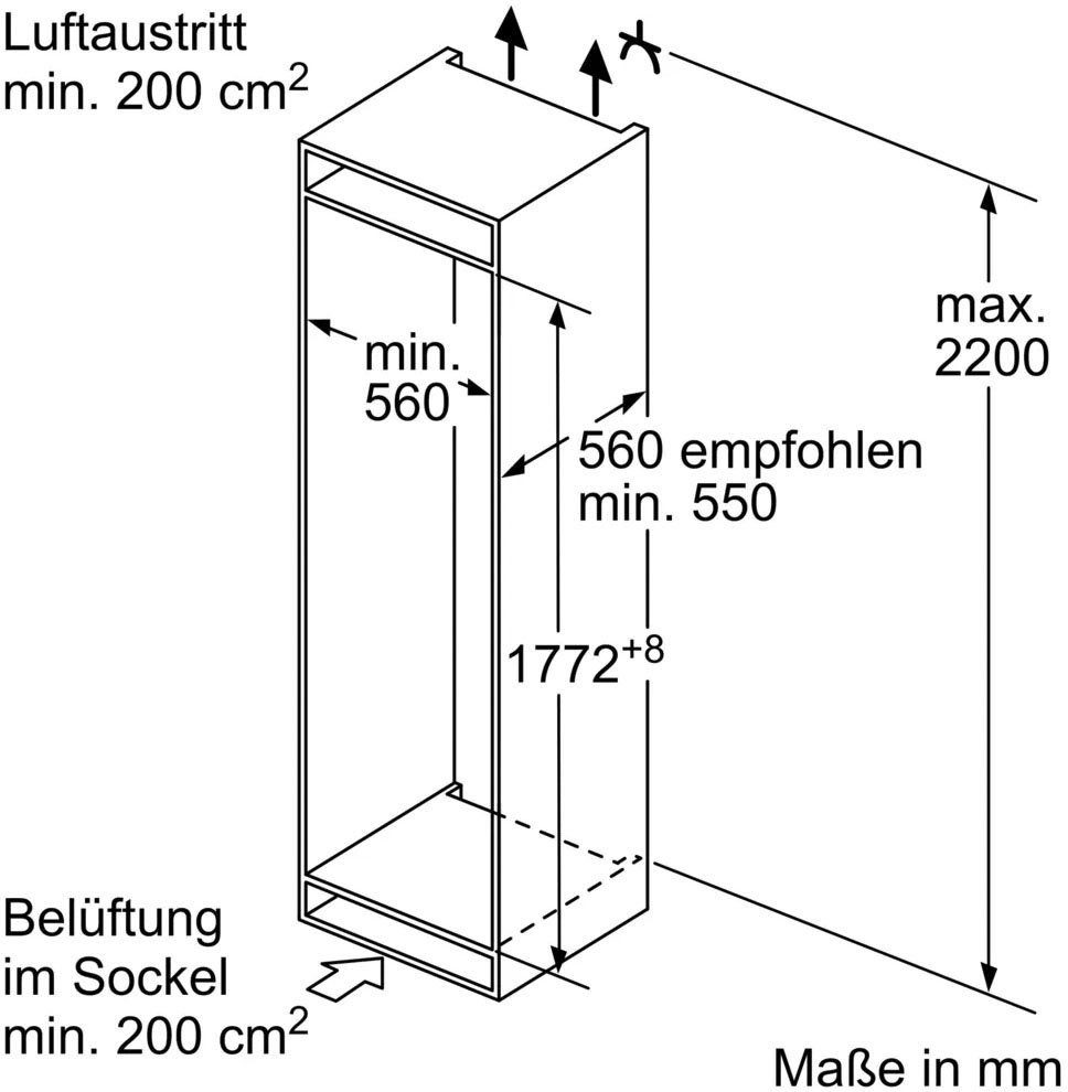 NEFF Einbaukühlgefrierkombination KI5862FE0, 177,2 cm hoch, 54,1 cm breit